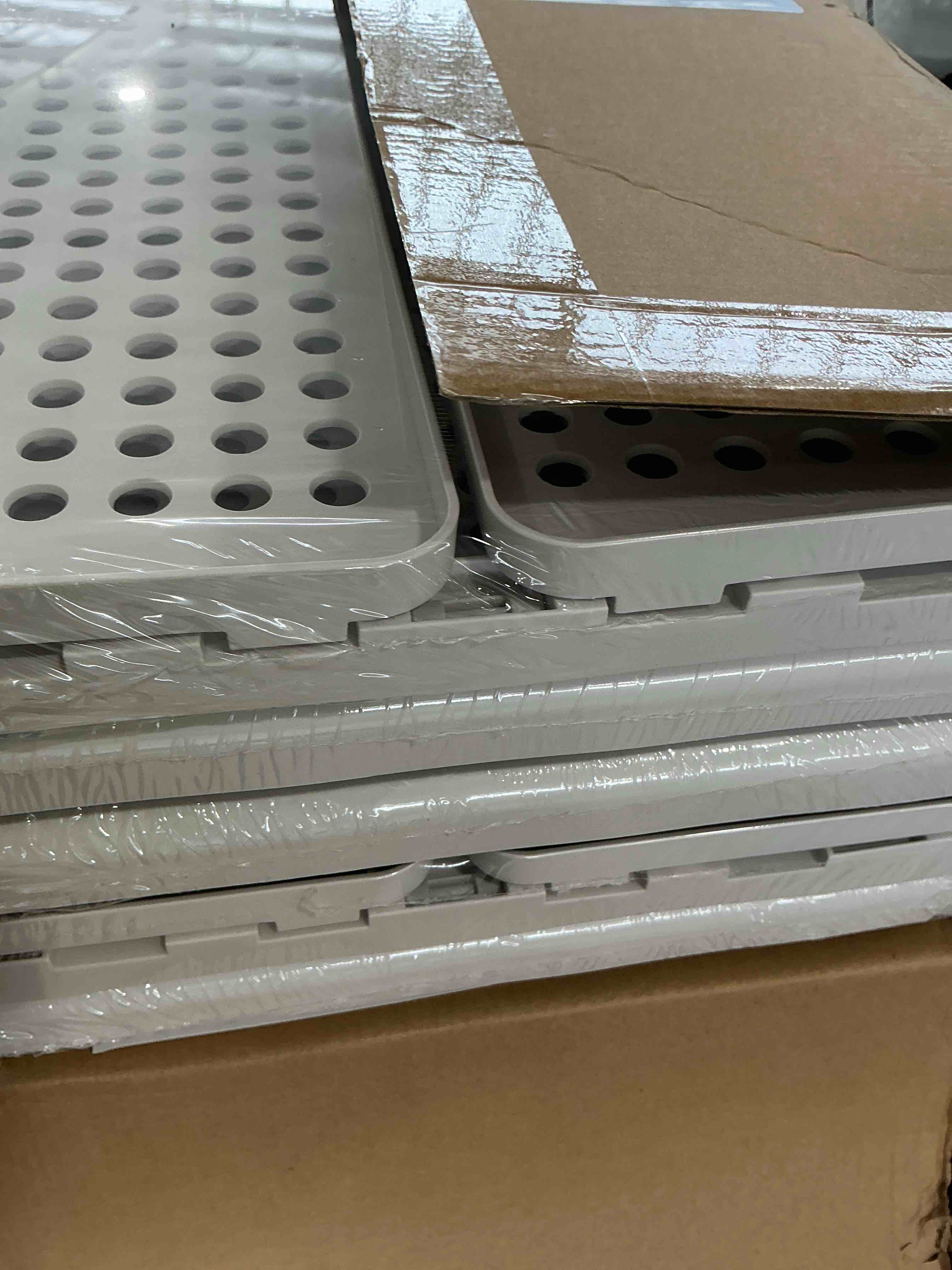 Condition photo showing New/Like New for SNSLXH 5 Pack Stackable Closet Storage Basket, Multifunctional & Foldable Closet Organizer for Bathroom Kitchen Laundry Room Wardrobe Storage, Space-Saving Clothes Storage Drawer Organizer, White White 5 Pack