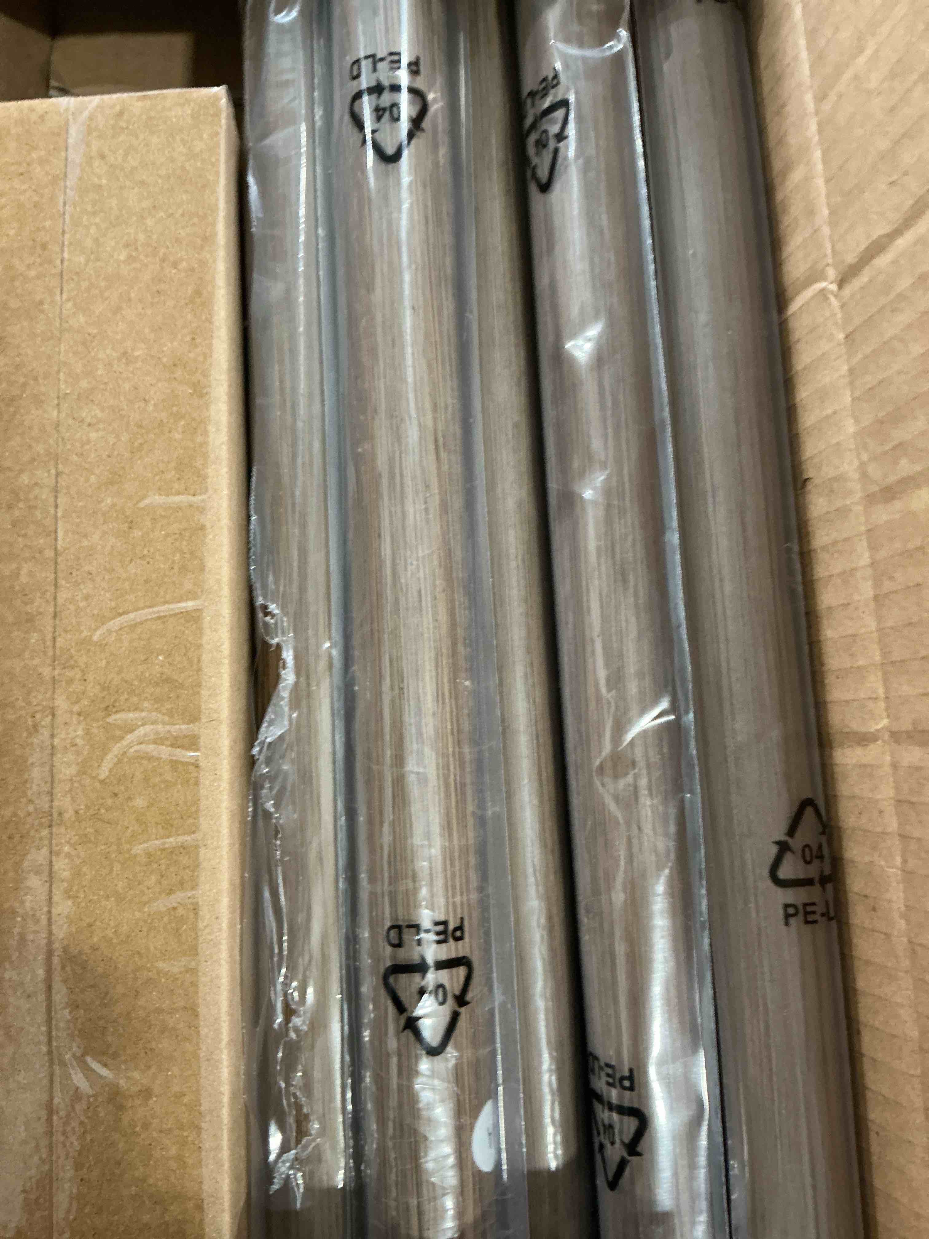 Condition photo showing New/Like New for Wood Curtain Rods for Windows: 1 Inch Diameter Heavy Duty Adjustable Curtain Rod 72" to 144", Wood Grain Pattern Blackout Wrap Around Windows Rod for Indoor and Outdoor,All Metal Wood Grain 32"-144"