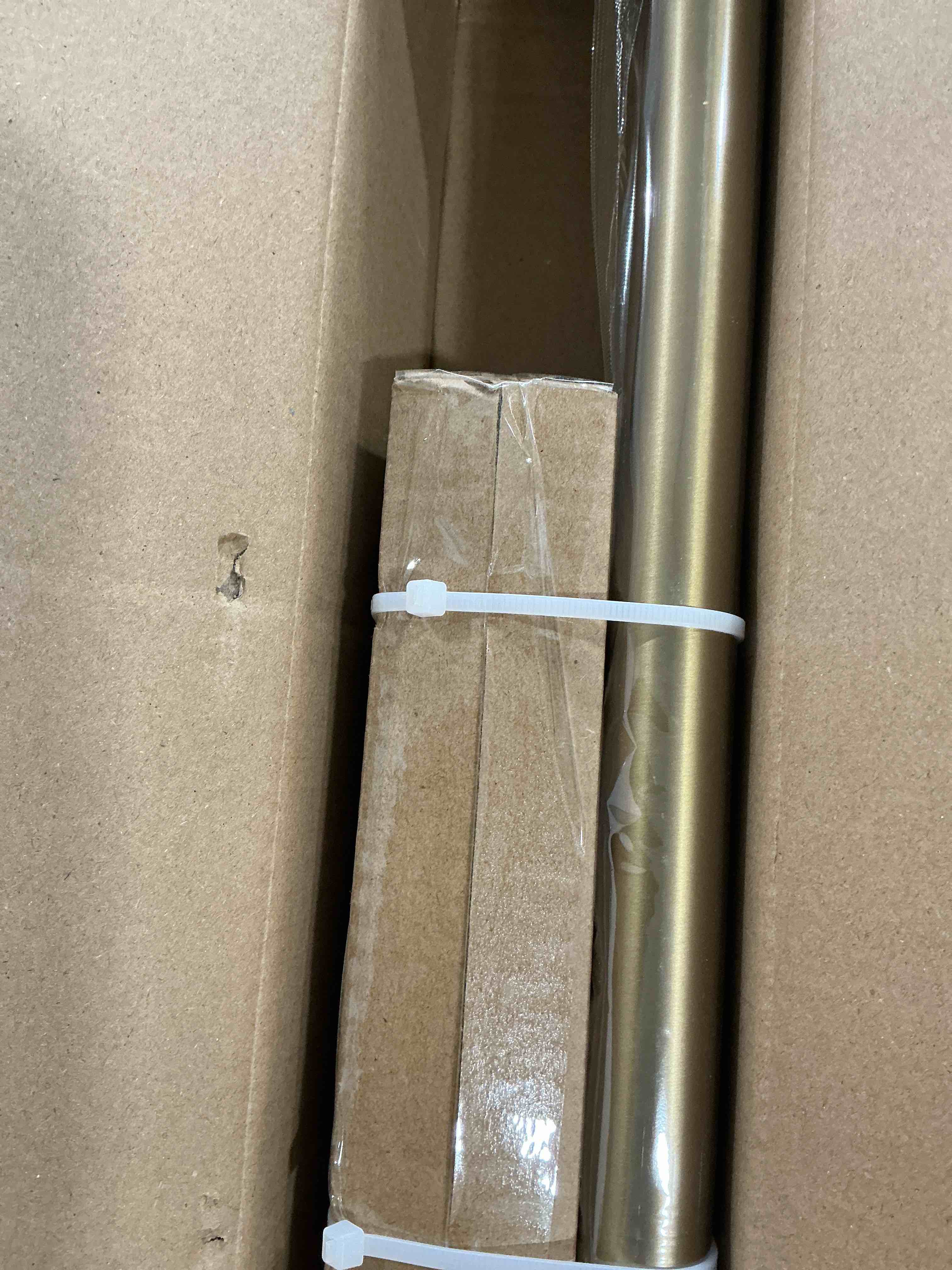 Condition photo showing New/Like New for Warm Gold Curtain Rods for Windows 28 to 48 Inches Adjustable Length Heavy Duty 1" Diameter Brass Window Curtain Rod with Solid Metal Finials for Outdoor Farmhouse Bedroom Kitchen Living Room Warm Gold 16"-60"|1 Pack