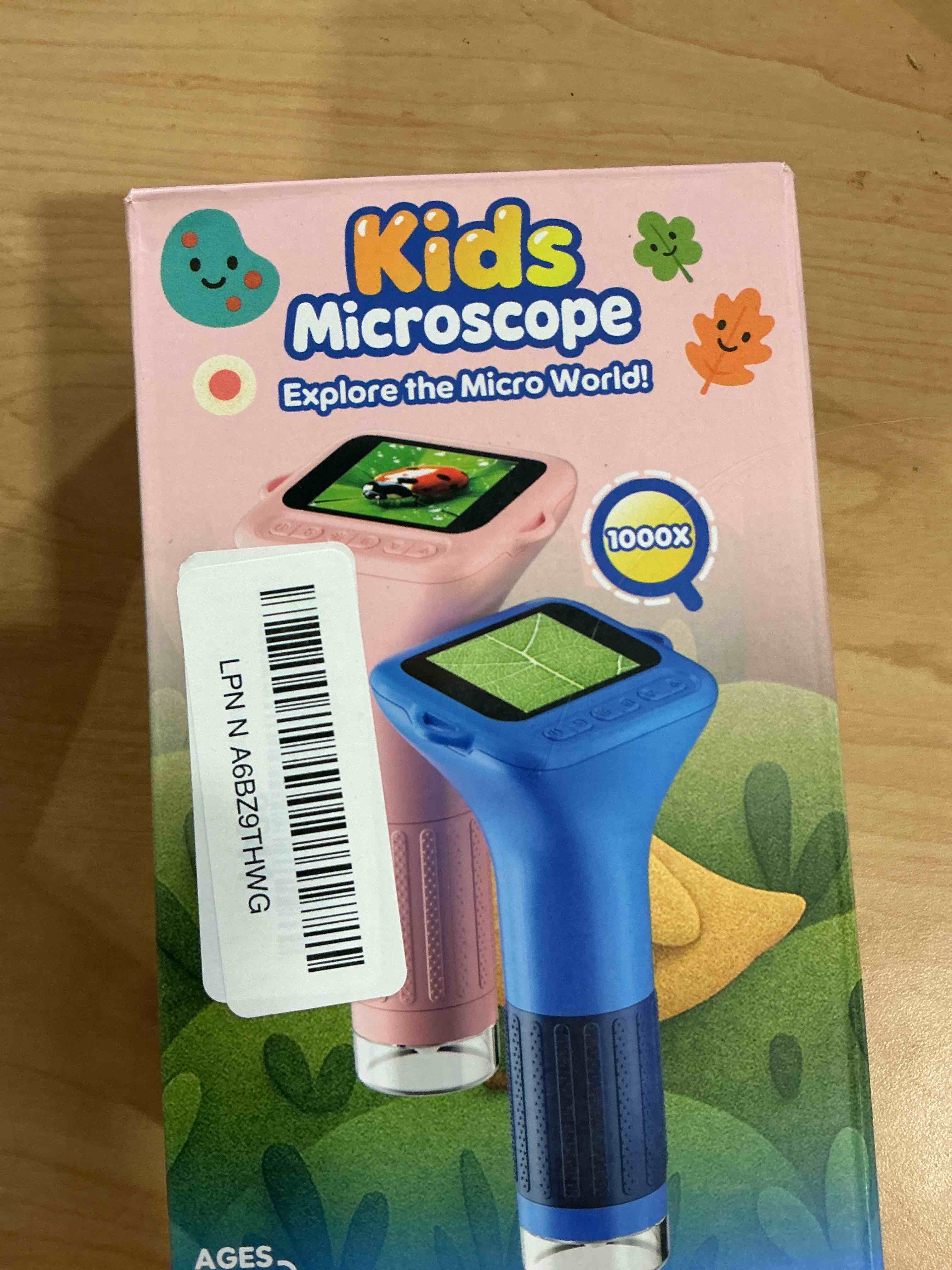 Condition photo showing New/Like New for Microscope for Kids with 12 Slides, 100X-1000X 1080P Digital Handheld Kids Microscope, Mini Portable Pocket Miniscope Science Toys Gifts for 3+ 4 5 6 7 8 9 10 11 12 Year Old Boys Girls, Blue