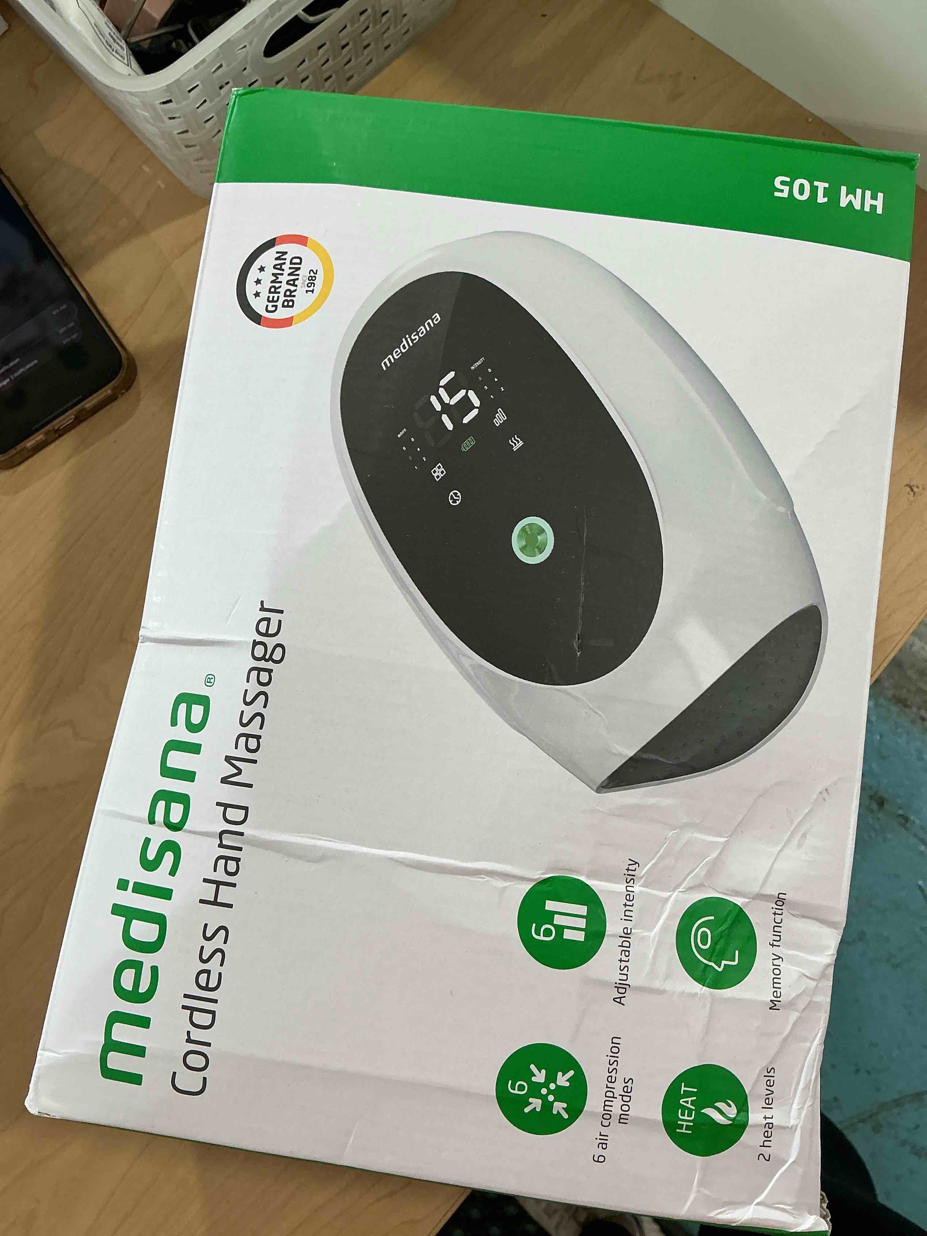 Condition photo showing Good Condition for Medisana Hand Massager for Arthritis and Carpal Tunnel, 6 Modes 6 Intensities Hand Massager with Heat and Compression, Large LCD Display Full Hand & Wrist Massager, Christmas Gifts for Men Women
