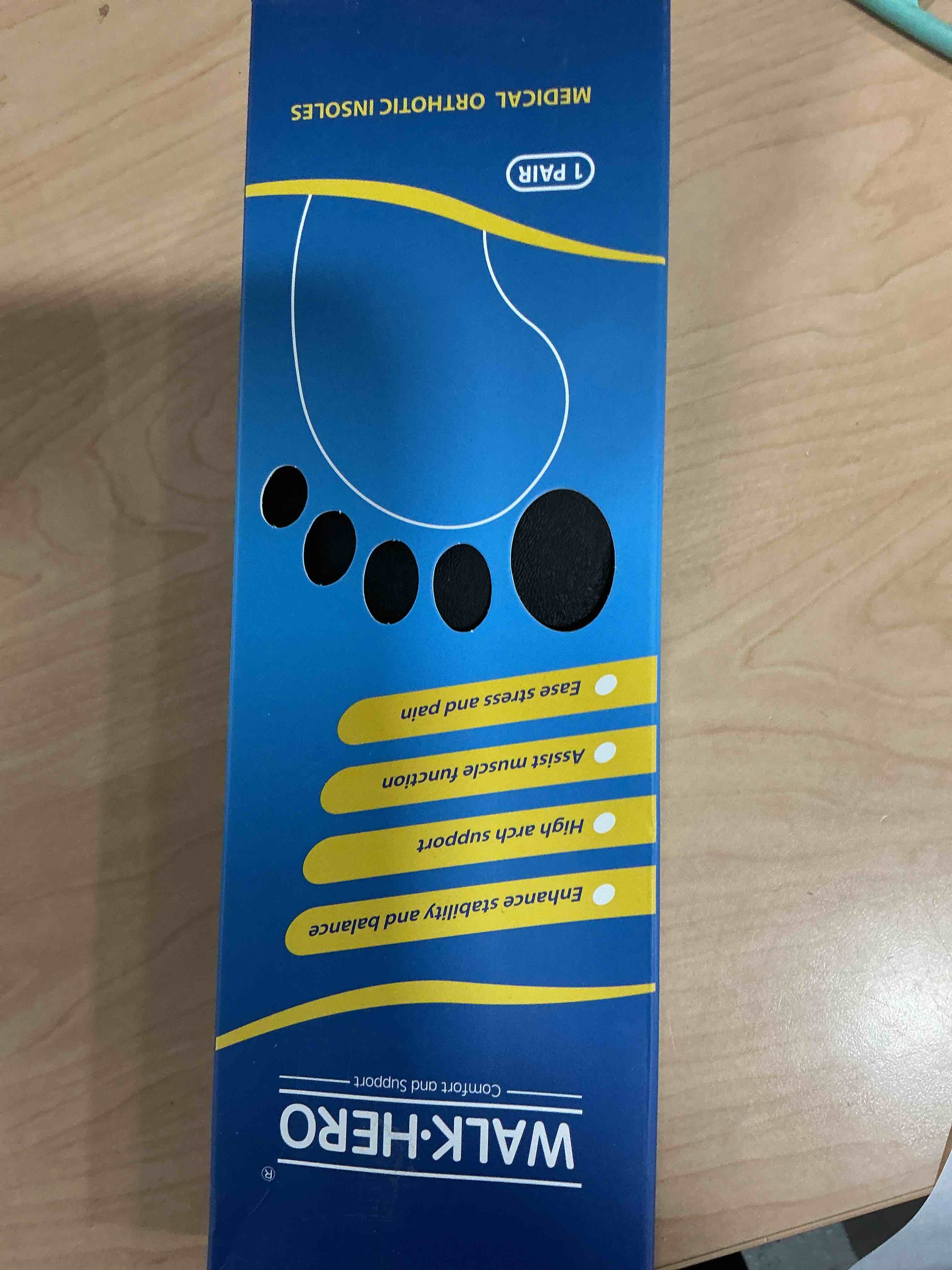 Condition photo showing New/Like New for Plantar Fasciitis Insoles- Arch Support Insoles for Men Women, Shoe Inserts for Flat Feet, Orthotic Shoe Insole (Mens 12-12 1/2 | Womens 14-14 1/2) Blue Mens 12 - 12 1/2 | Womens 14 - 14 1/2