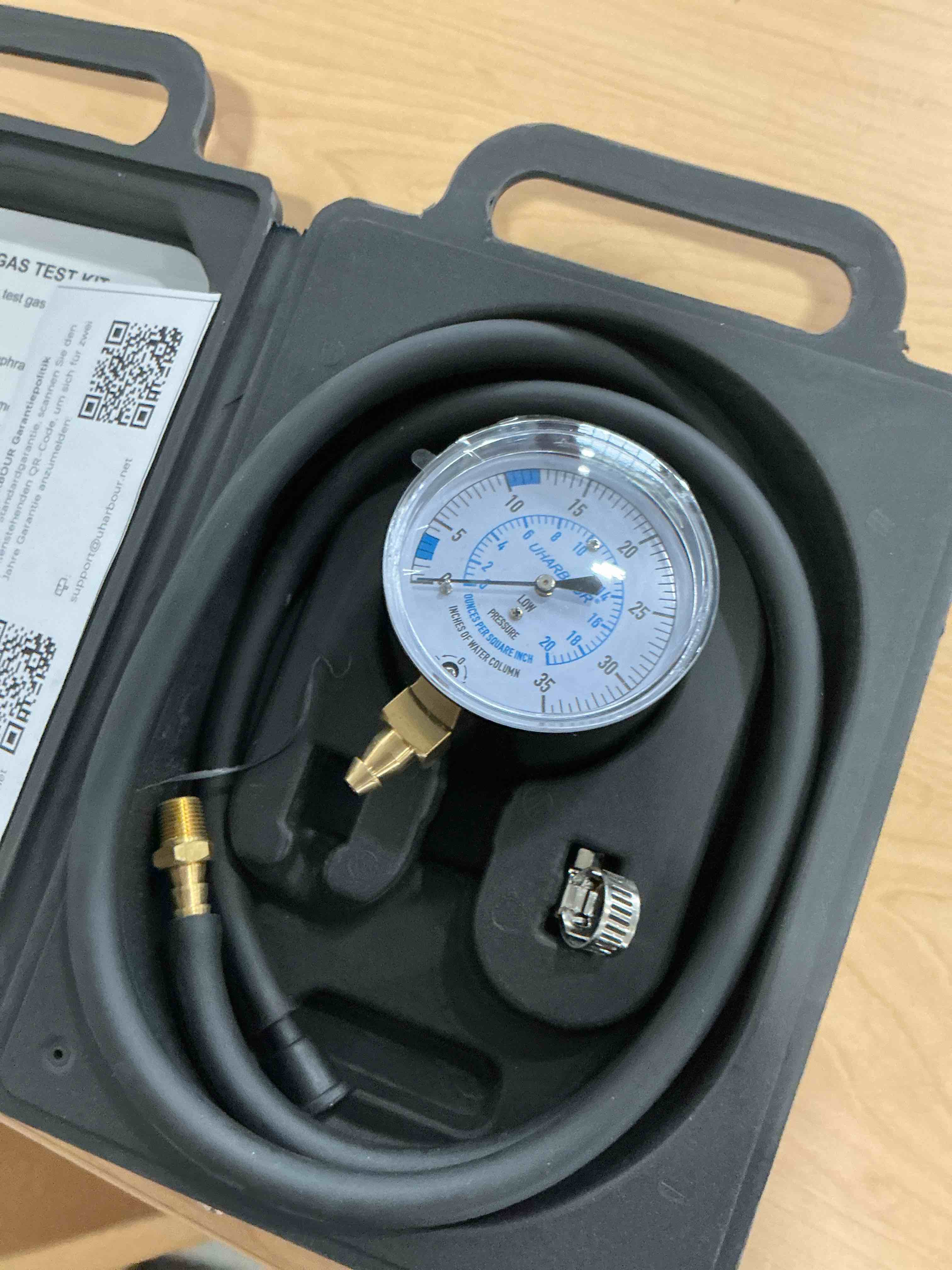 Condition photo showing Good Condition for Manometer Gas Pressure Tester, Manometer LP Gas Pressure Tester Gauge 0-35" W.C, 1/8" NPT Fitting with Barbed Connection, 40" Hose 0-35" W.C Manometer gas pressure tester
