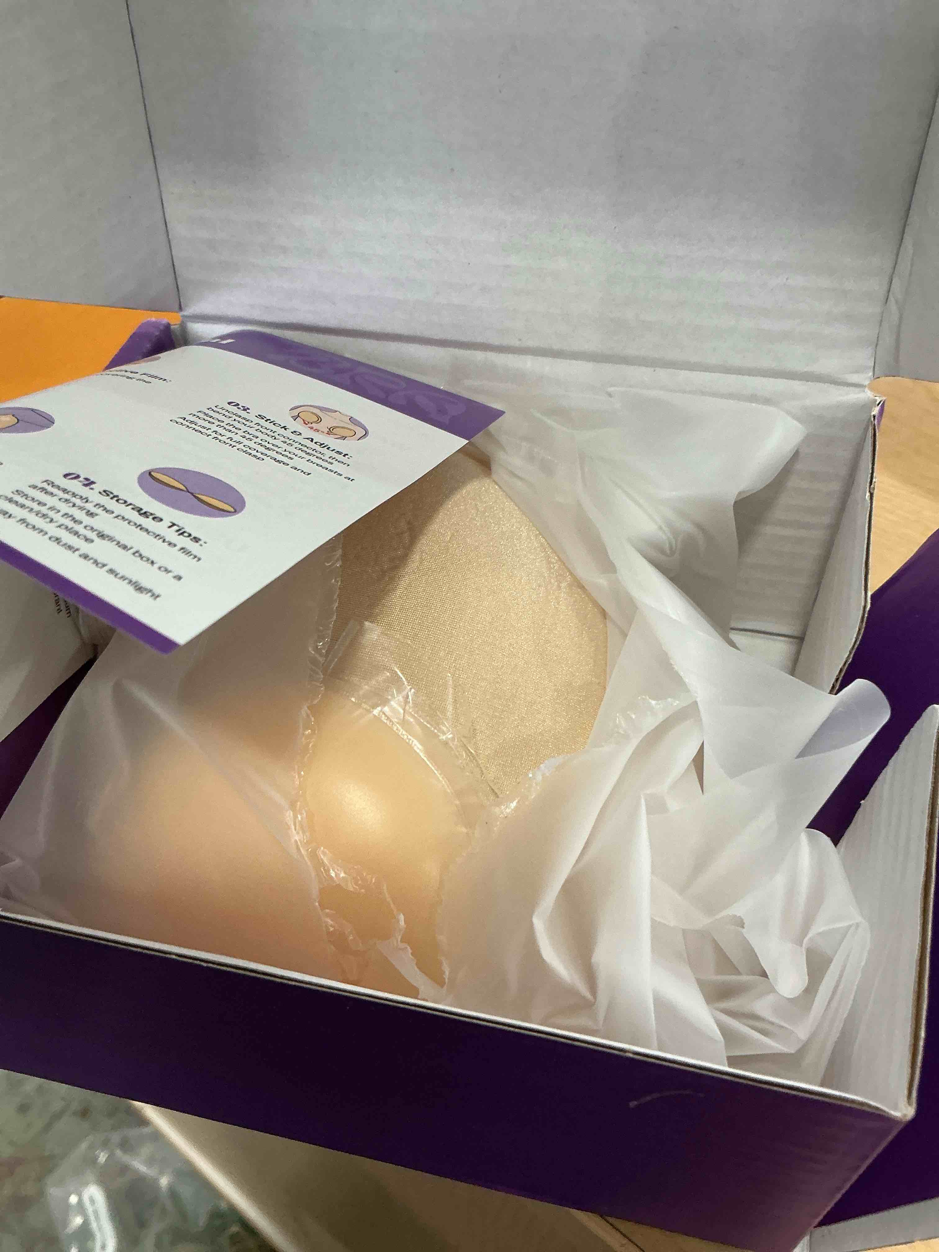 Condition photo showing New/Like New for Invisible Strapless Sticky Bra Push up for Women | Ultra Adhesive Bra for Backless Dress | Cleavage Bra Lift with Pasties Kit D Beige