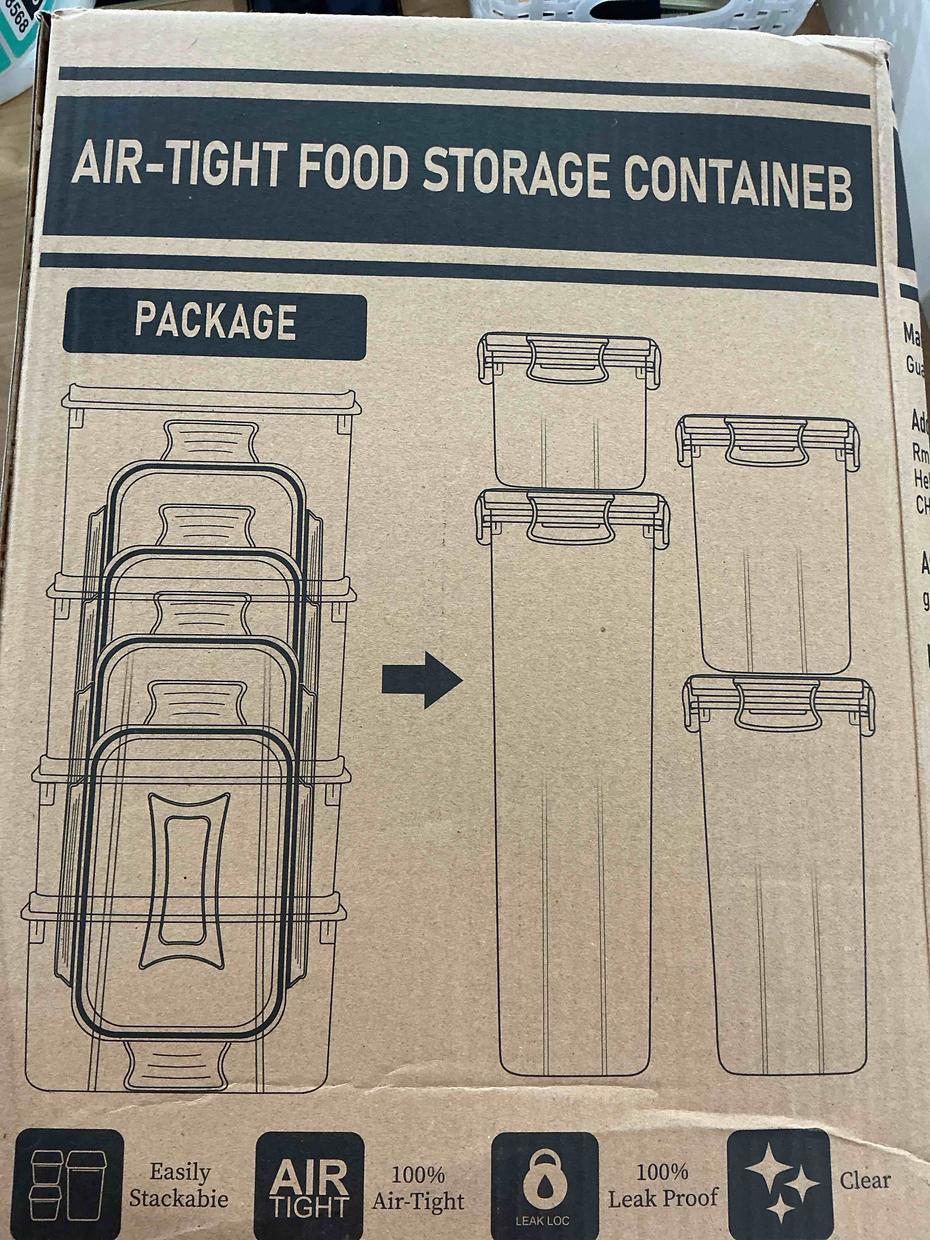 Condition photo showing New/Like New for PRAKI Airtight Food Storage Containers Set with Lids - 24 PCS, BPA Free Kitchen and Pantry Organization, Plastic Leak-proof Canisters for Cereal Flour & Sugar - Labels & Marker Black