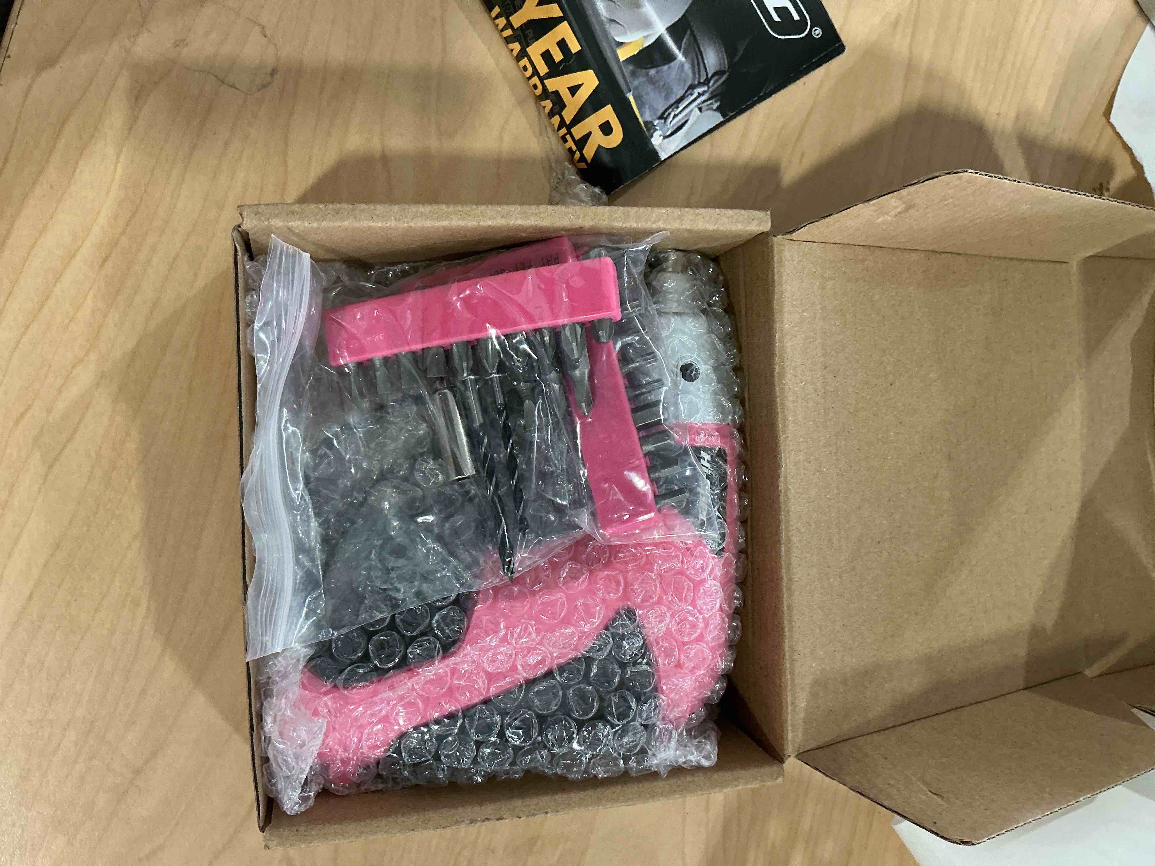 Condition photo showing New/Like New for Hi-Spec Electric Screwdriver 27pc 3.6V Pink USB Small Power Screwdriver Set. Cordless & Rechargeable with Driver Bit Set