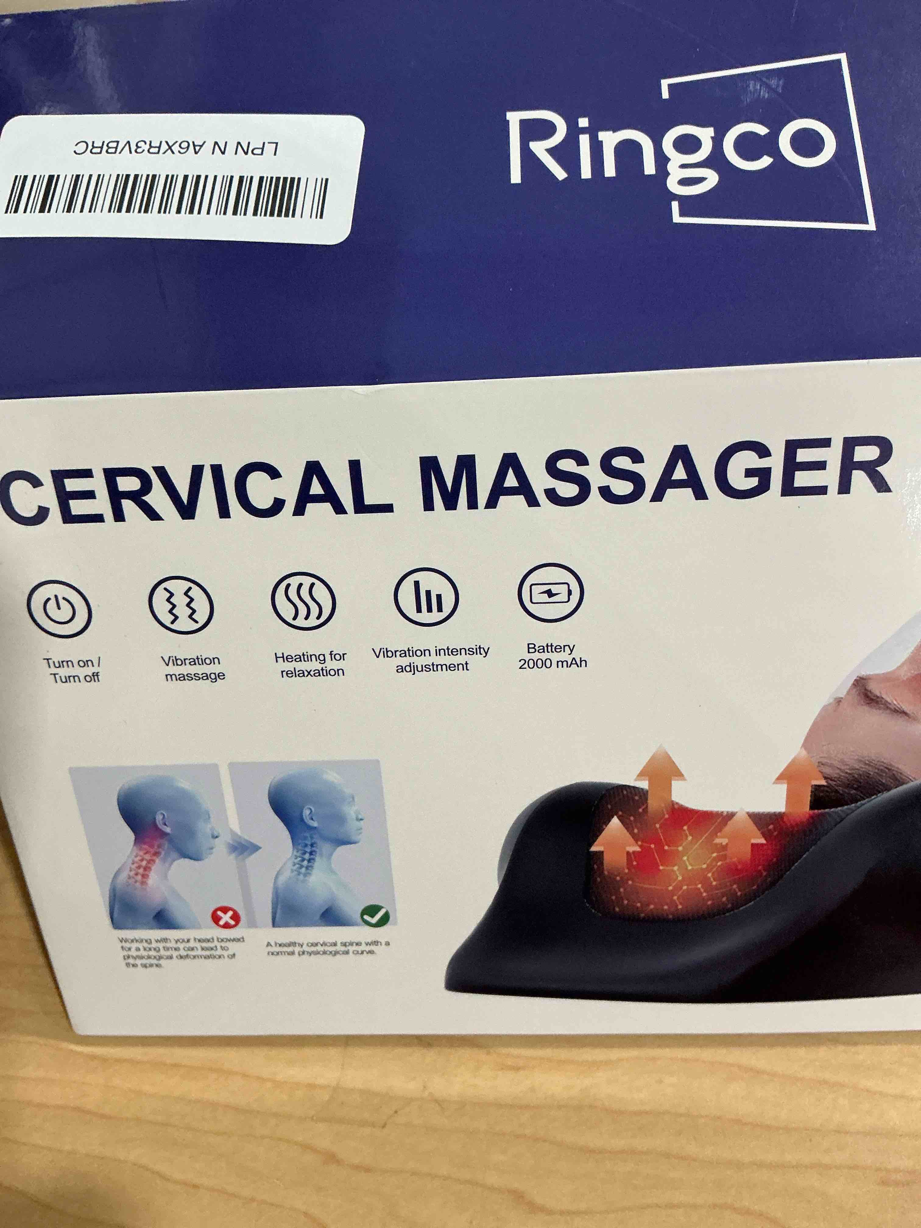 Condition photo showing New/Like New for Ringco Neck Massager with Heat, Red Light & Vibration Adjustable, Heated Neck Stretcher with 3 Modes, Rechargeable Cervical Traction Device for Pain Relief & Muscle Relaxation, Christmas Gift (Black)