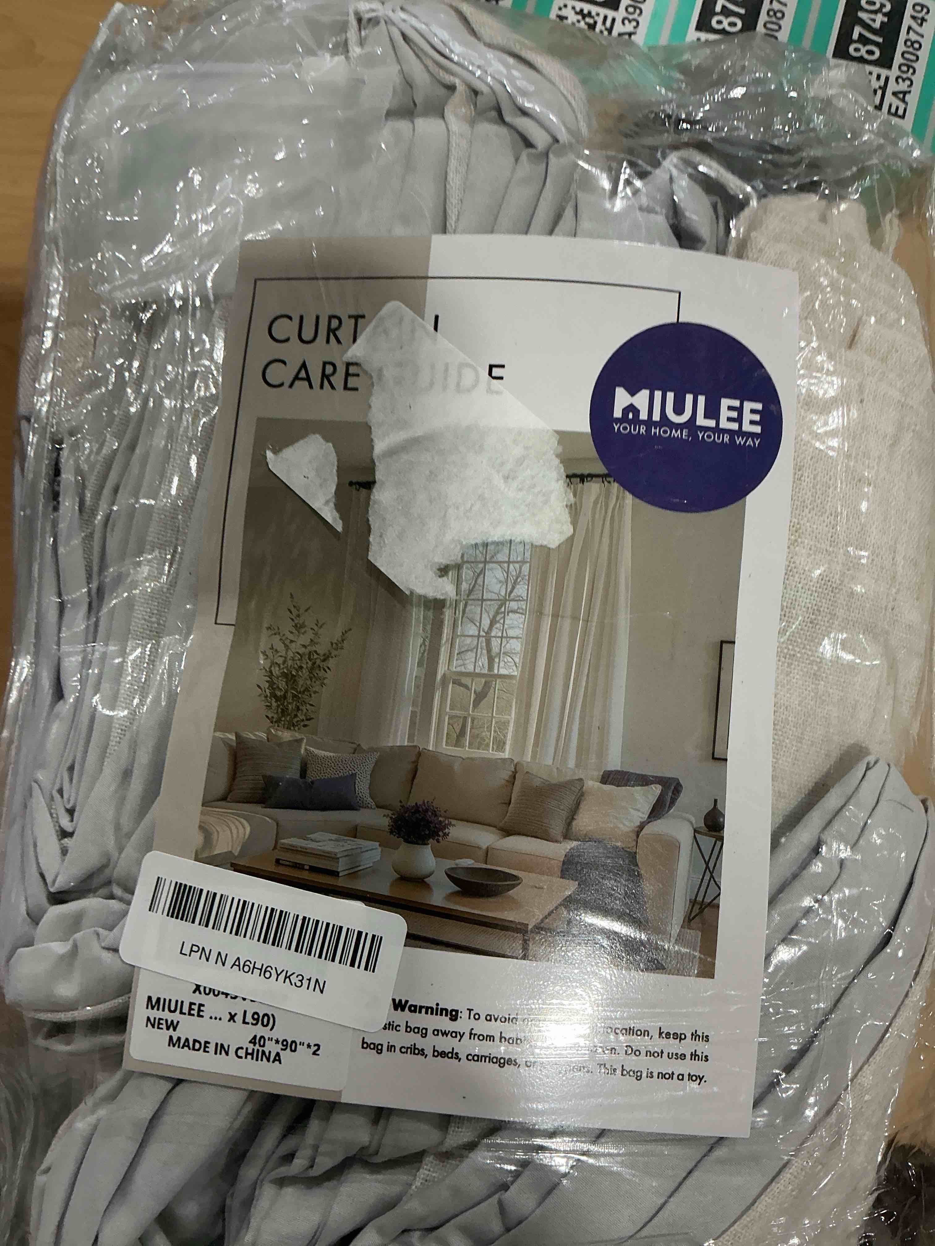 Condition photo showing New/Like New for MIULEE Natural Pinch Pleated 100% Blackout Linen Curtains 90 Inch Length 2 Panels Set, Black Out Memory Trained Pleat Curtains Light Blocking Room Darkening Drapes for Bedroom Living Room Window 40"W x 90"L (Pack of 2) Natural