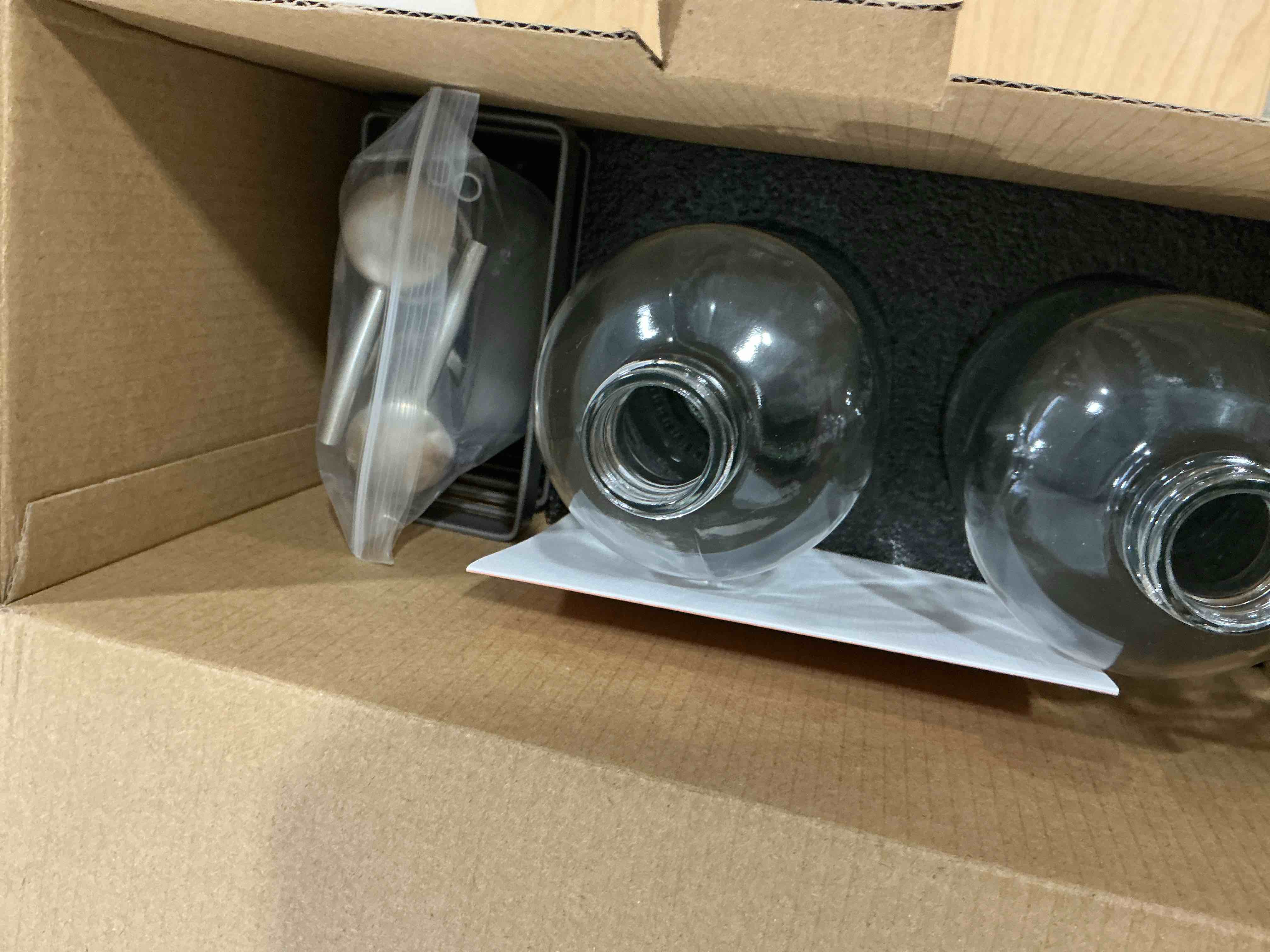 Condition photo showing New/Like New for Kitchen Soap Dispenser Set with Drying Tray – 16oz Glass Bottles with Stainless Steel Pumps, Sink Organizer Caddy with Brush Holder & Non-Slip Feet – All-in-One Dish & Hand Soap Station Grey Sink Caddy + Clear Bottle + Silver Pump