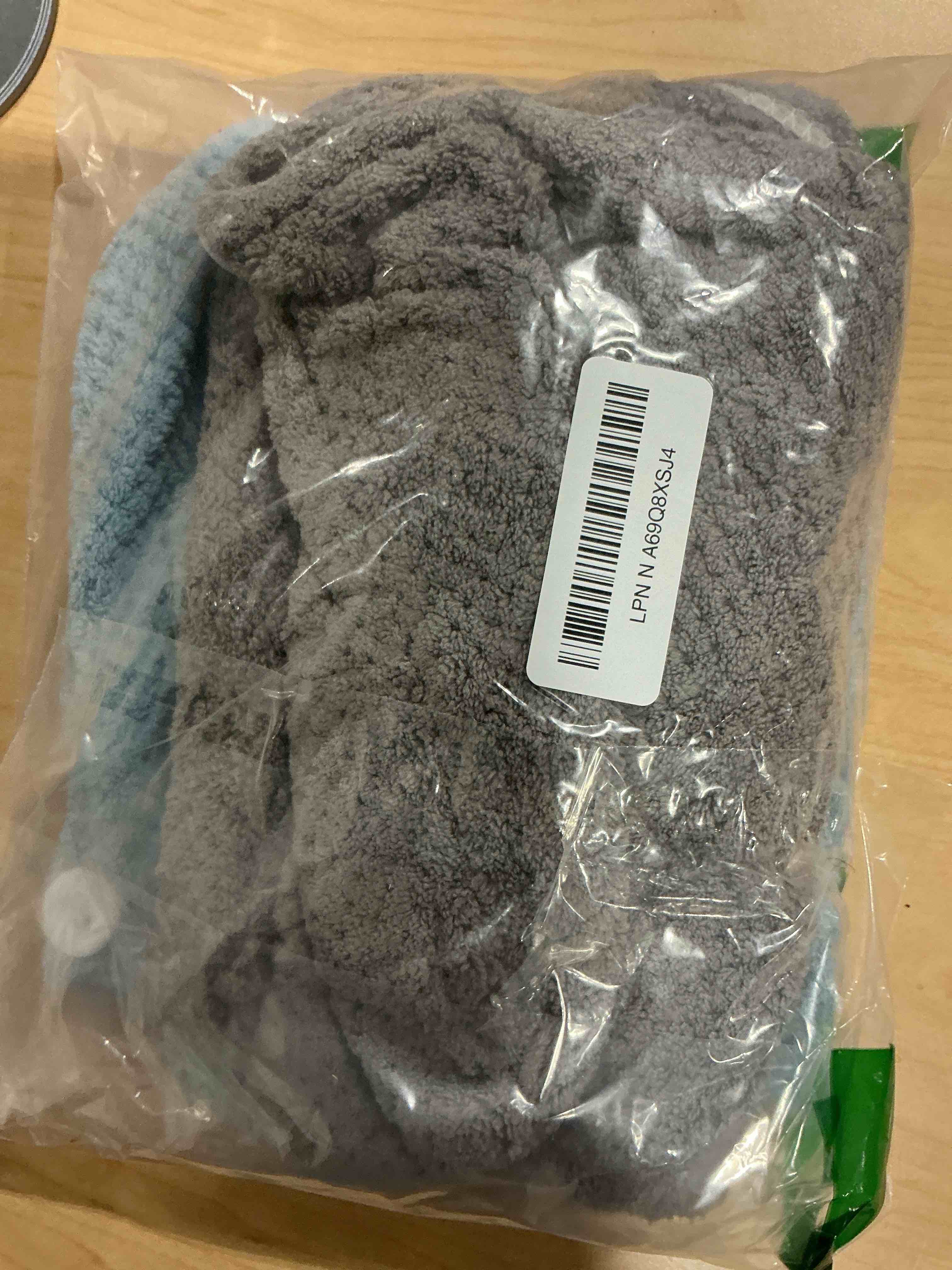 Condition photo showing Good Condition for 2 Pack Absorbent Microfiber Hair Towel Wrap,Anti-frizz Hair Drying Towel with Button to Dry Hair Quickly,25.6X9.8 inch (Gray&Blue)