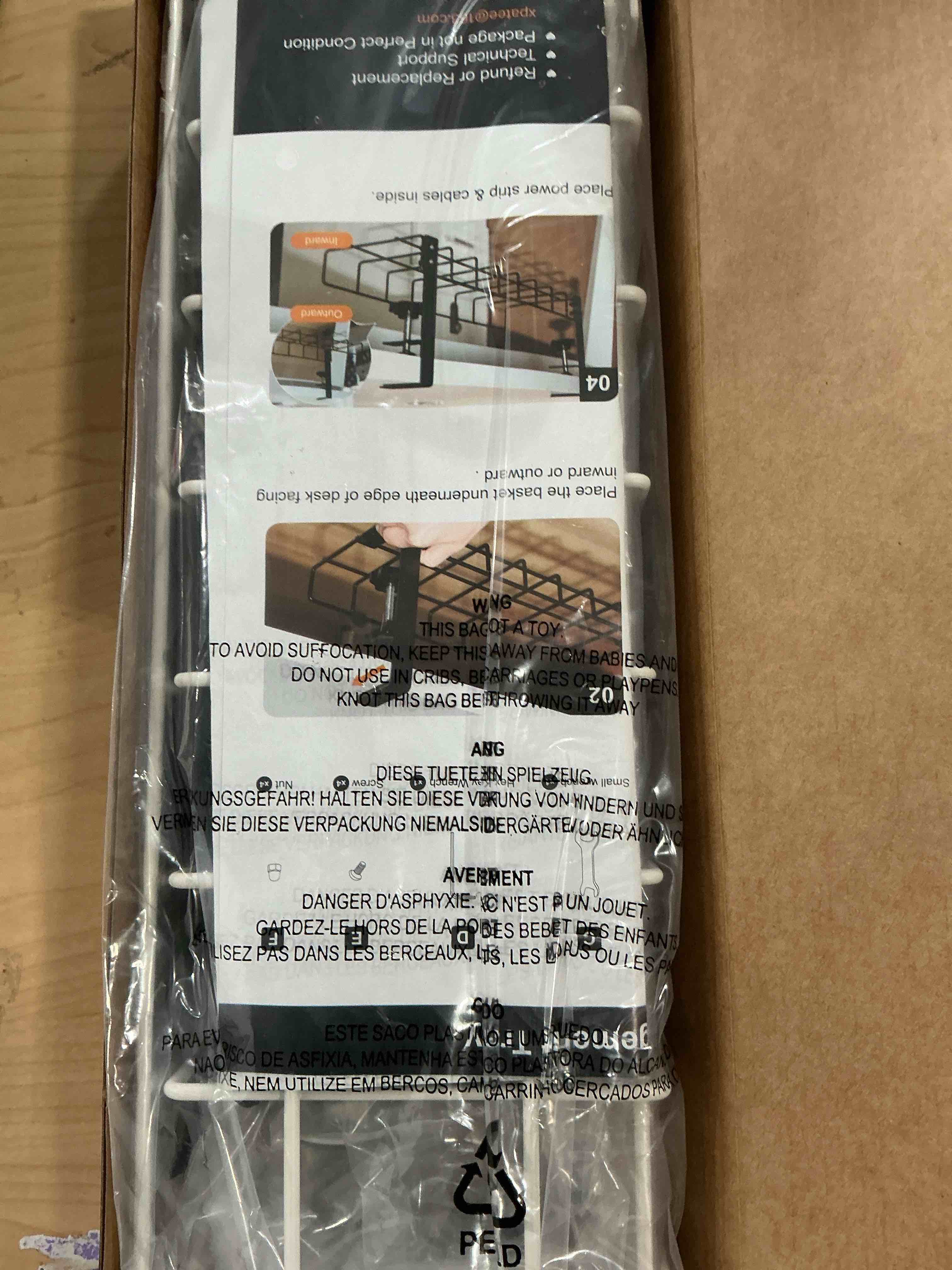 Condition photo showing New/Like New for 2 Pack Cable Management Under Desk Tray, Xpatee 31.4" No Drill Wire Organizers with Upgraded Clamp, Metal Cord Organization, PC Cable Management Rack, White 2 Pack White