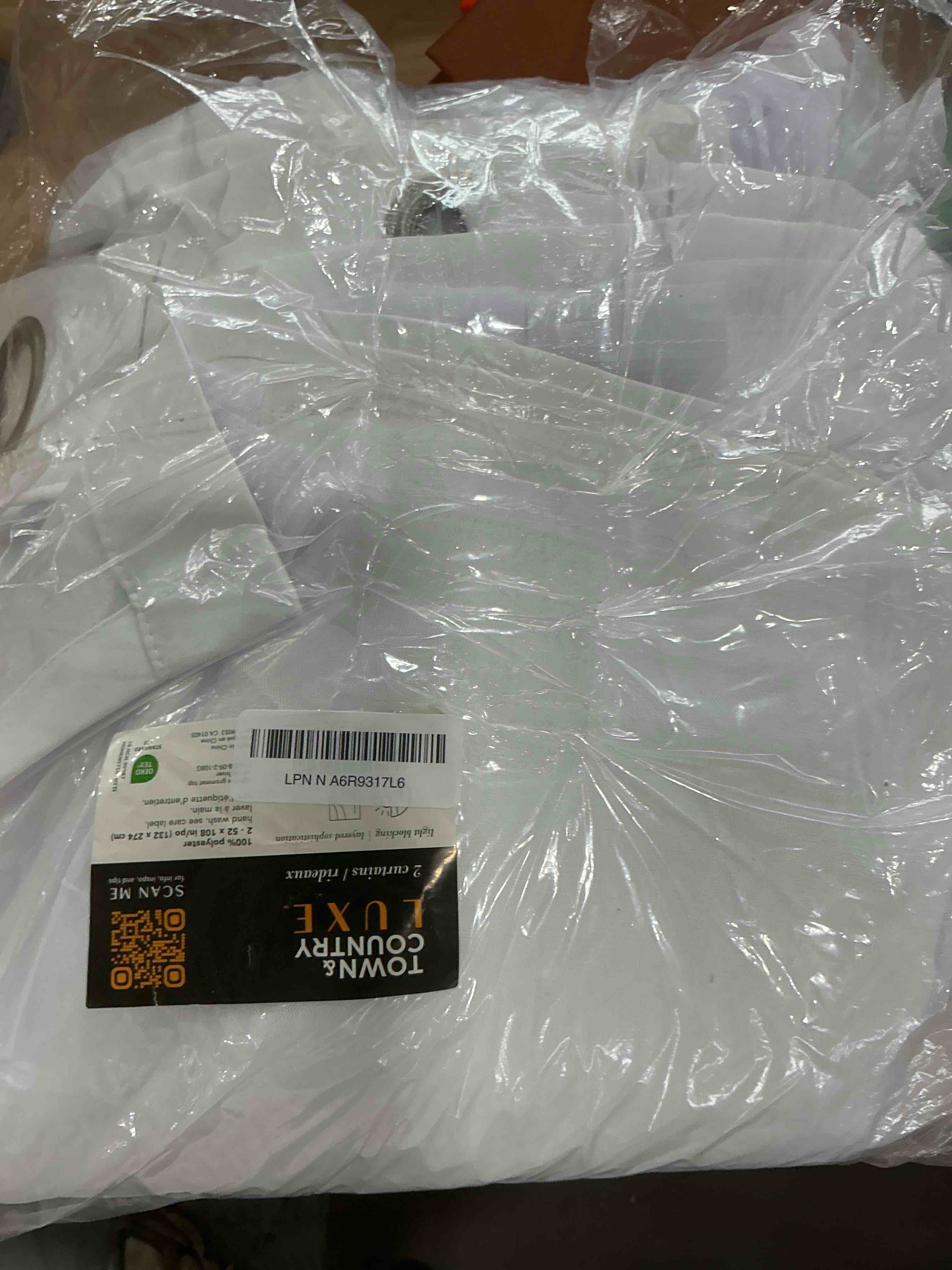 Condition photo showing New/Like New for TOWN & COUNTRY LUXE Talia Double Layer Indoor Curtains, Sheer and Room Darkening Blackout, Grommet Top, Energy Efficient, 2-Pack Set, 52"x108", Winter White Winter White 52"W x 108"L (Pack of 2)