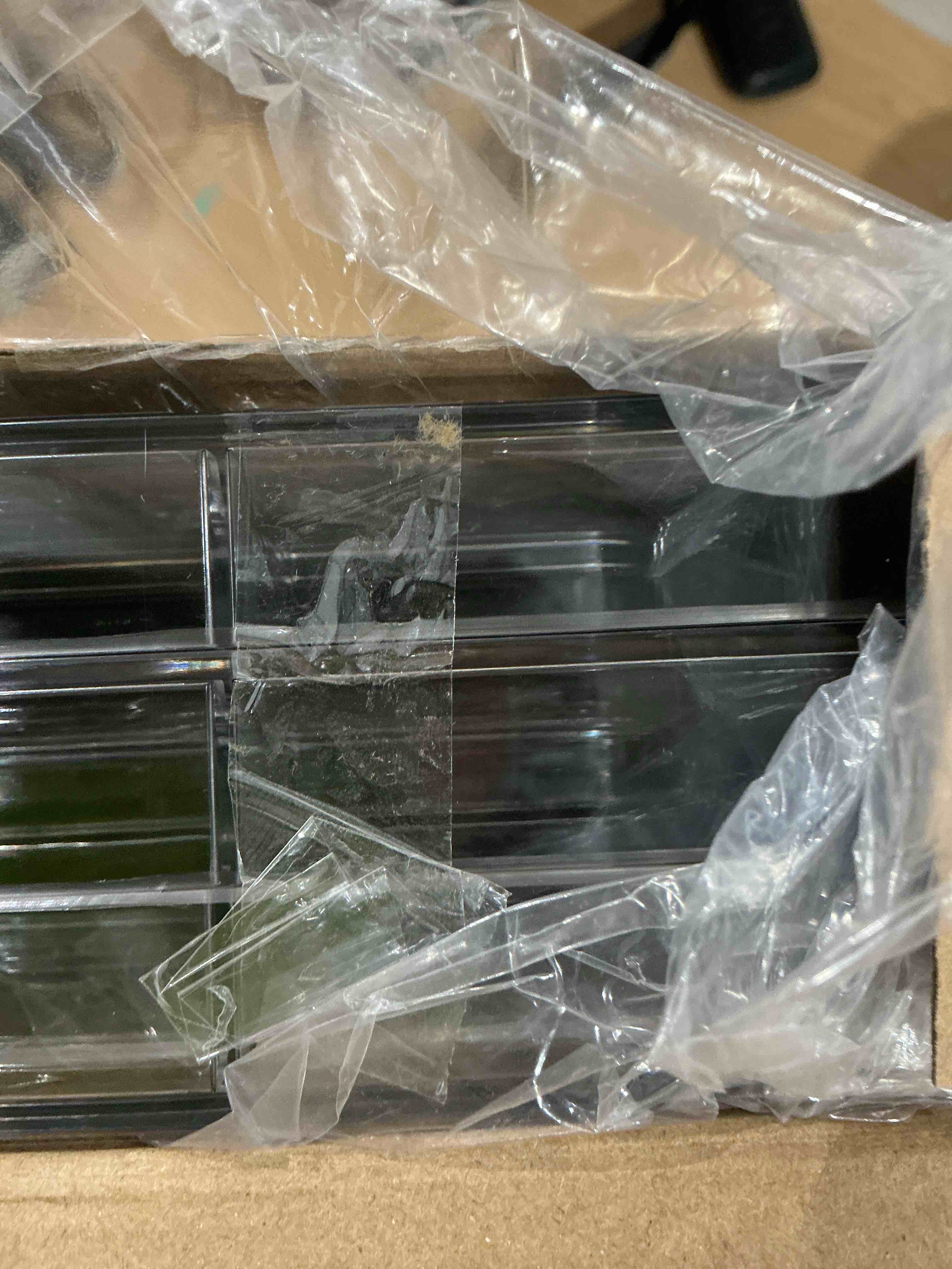 Condition photo showing New/Like New for LARGER Compartment - 3 Tier Stackable Water Bottle Organizer Holder - for Stanley 40oz & Others' Large Tumbler - Clear Wine Rack, 12 Cup Bottle Holder for Cabinet Home Countertop Fridge Pantry Shelf 3 Tier - Hold 12 Clear