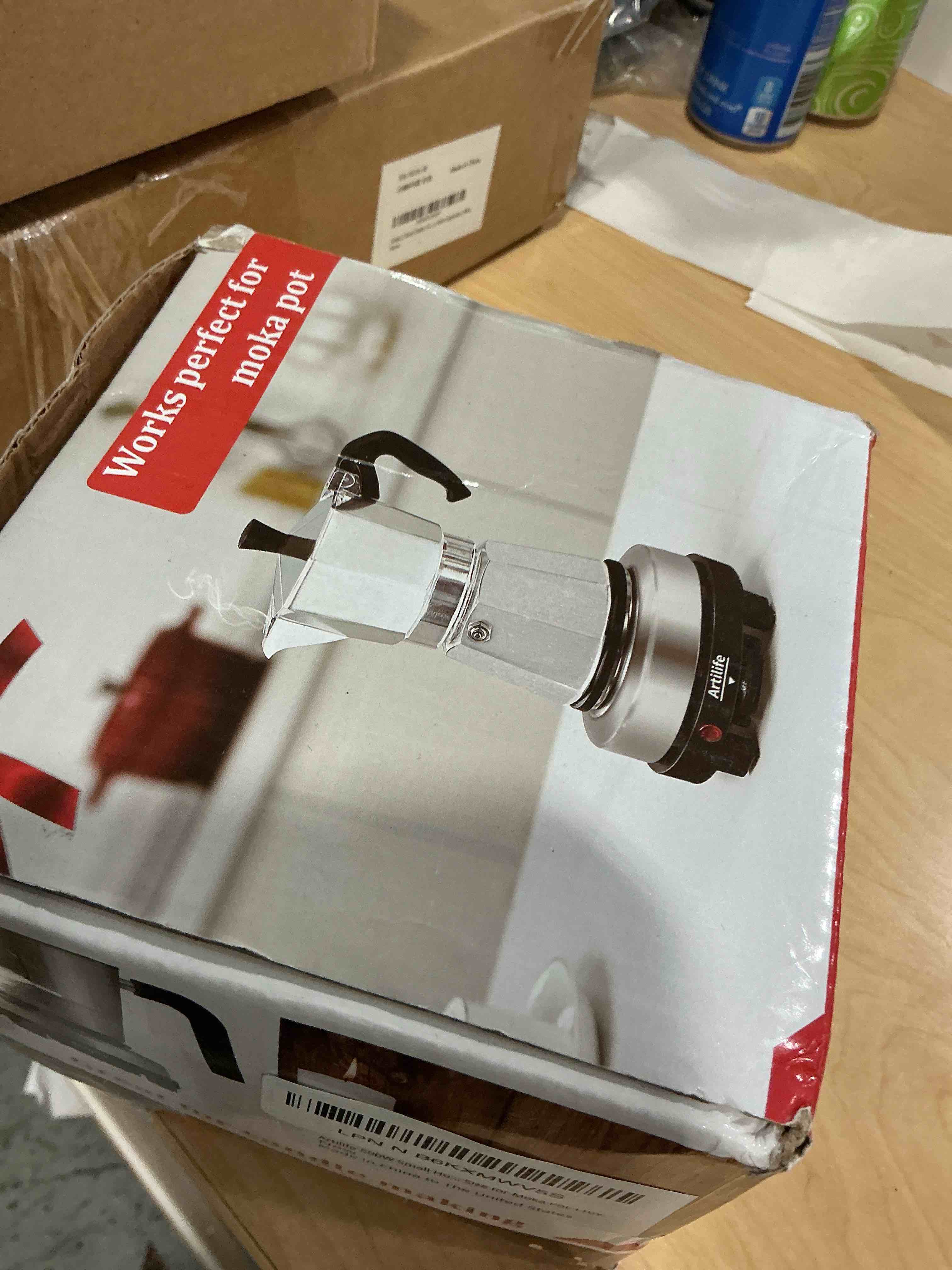 Condition photo showing Good Condition for Artilife 500W Small Hot Plate Mini Hot Plate,Artilife 500w Small Electric Hot Plate,Mini Stove Portable Stove Kitchen Cooktop Electric Heater,Perfect Size for Moka Pot 110V