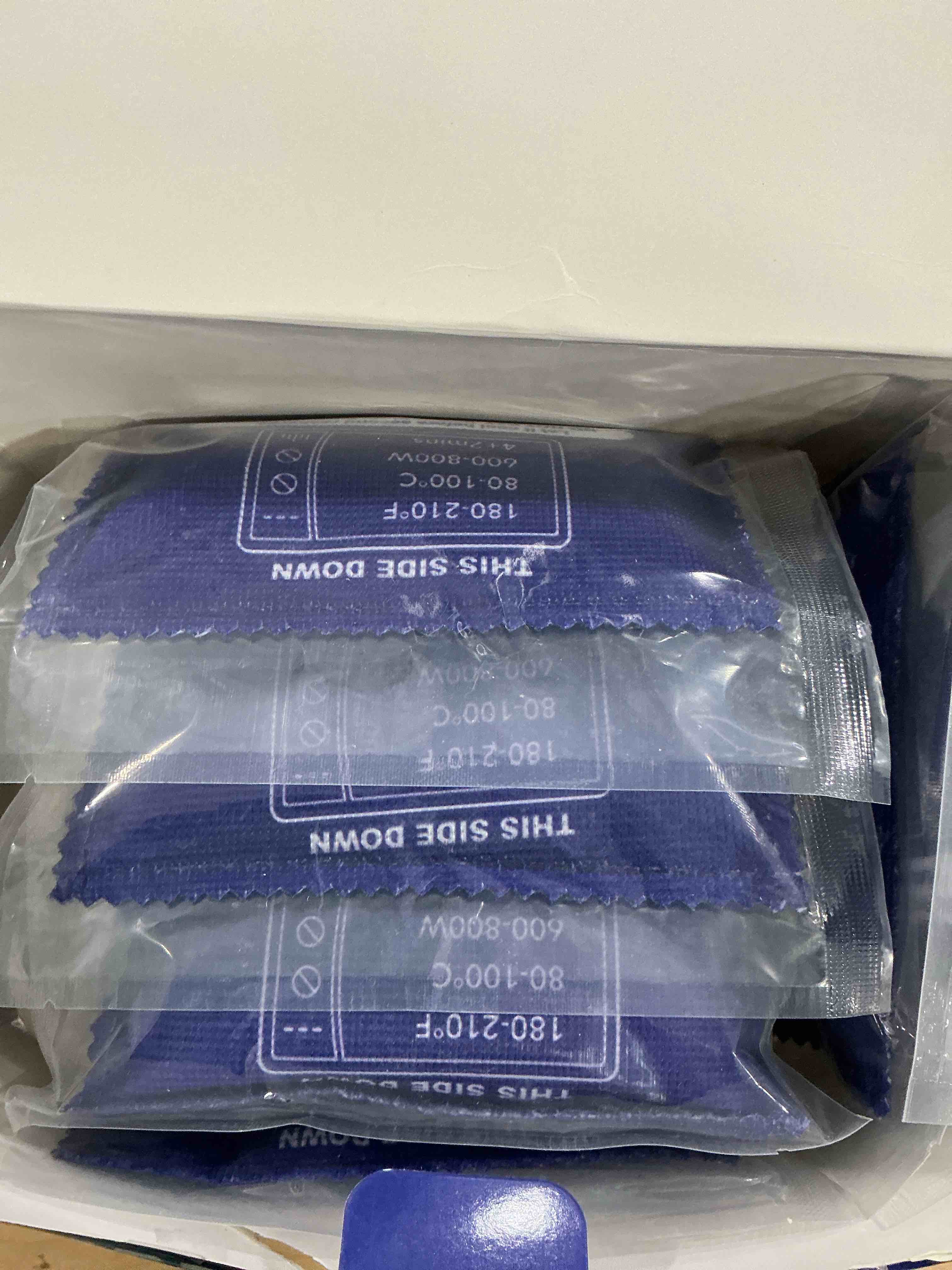 Condition photo showing New/Like New for 12 Pack Rechargeable Desiccant Packs, 100g Each, Blue, Color Indicating Silica Gel Dehumidifier Bags for Storage, Closets, Cars, Bins Blue 12 PACK