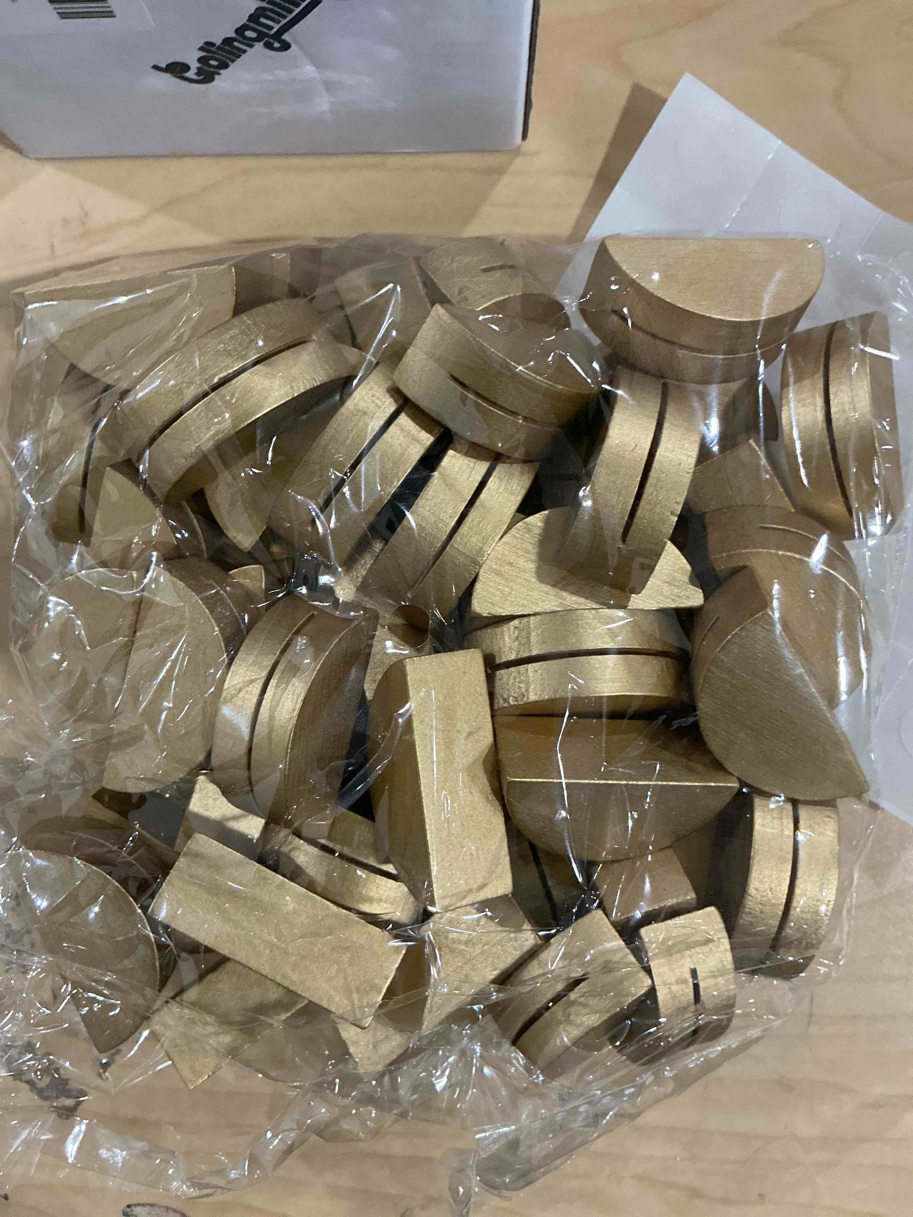 Condition photo showing New/Like New for 48 Pcs Gold Table Number Holders Place Card Wooden Indoor Lightweight Wedding Table Name Holder Semicircular Design Stands Office Tag Photo Menu Clips Banquet Birthday Party Restaurant