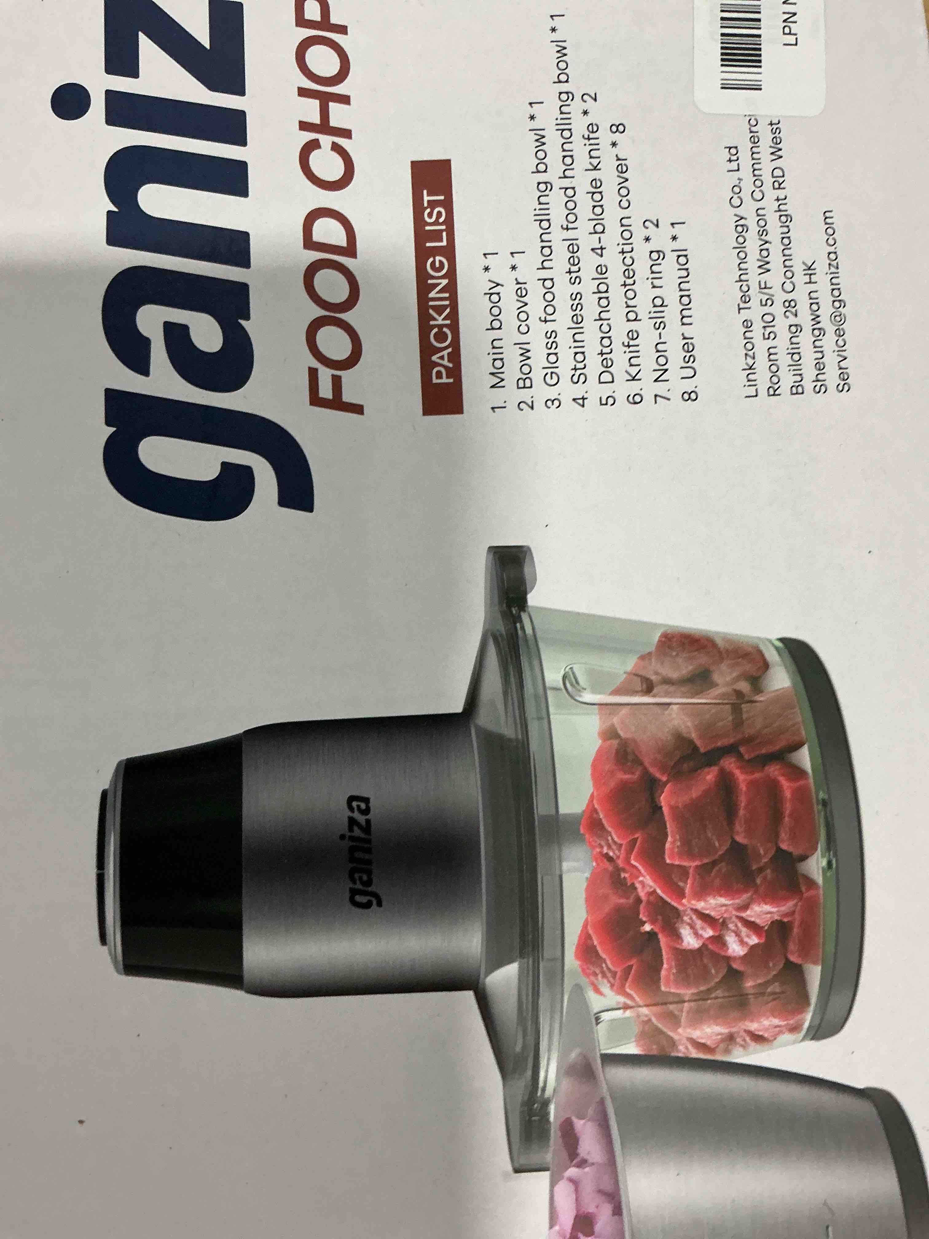 Condition photo showing Good Condition for GANIZA Food Processors, Electric Food Chopper with Meat Grinder & Vegetable Chopper - 2 Bowls (8 Cup+8 Cup) with Powerful 450W Copper Motor - Includes 2 Sets of Bi-Level Blades for Fruits/Meat/Nuts Black