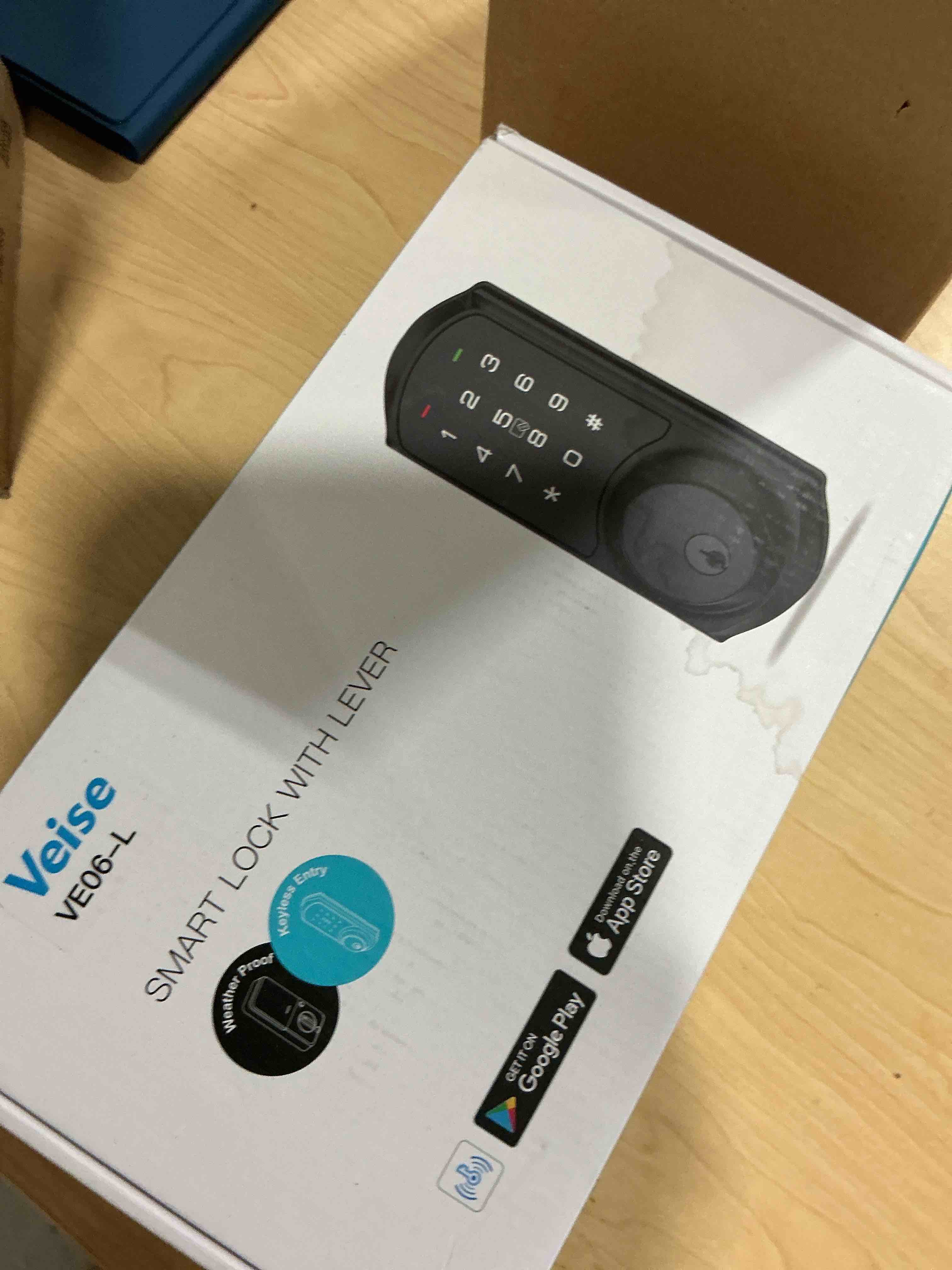 Condition photo showing New/Like New for Veise VE06-L Smart Locks with 2 Lever Handle Set, App Control, Keyless Entry Deadbolt for Front Door, Electronic Digital Touchscreen Keypad, Auto Lock, Waterproof, Easy Installation, Matte Black Matte Black Modern