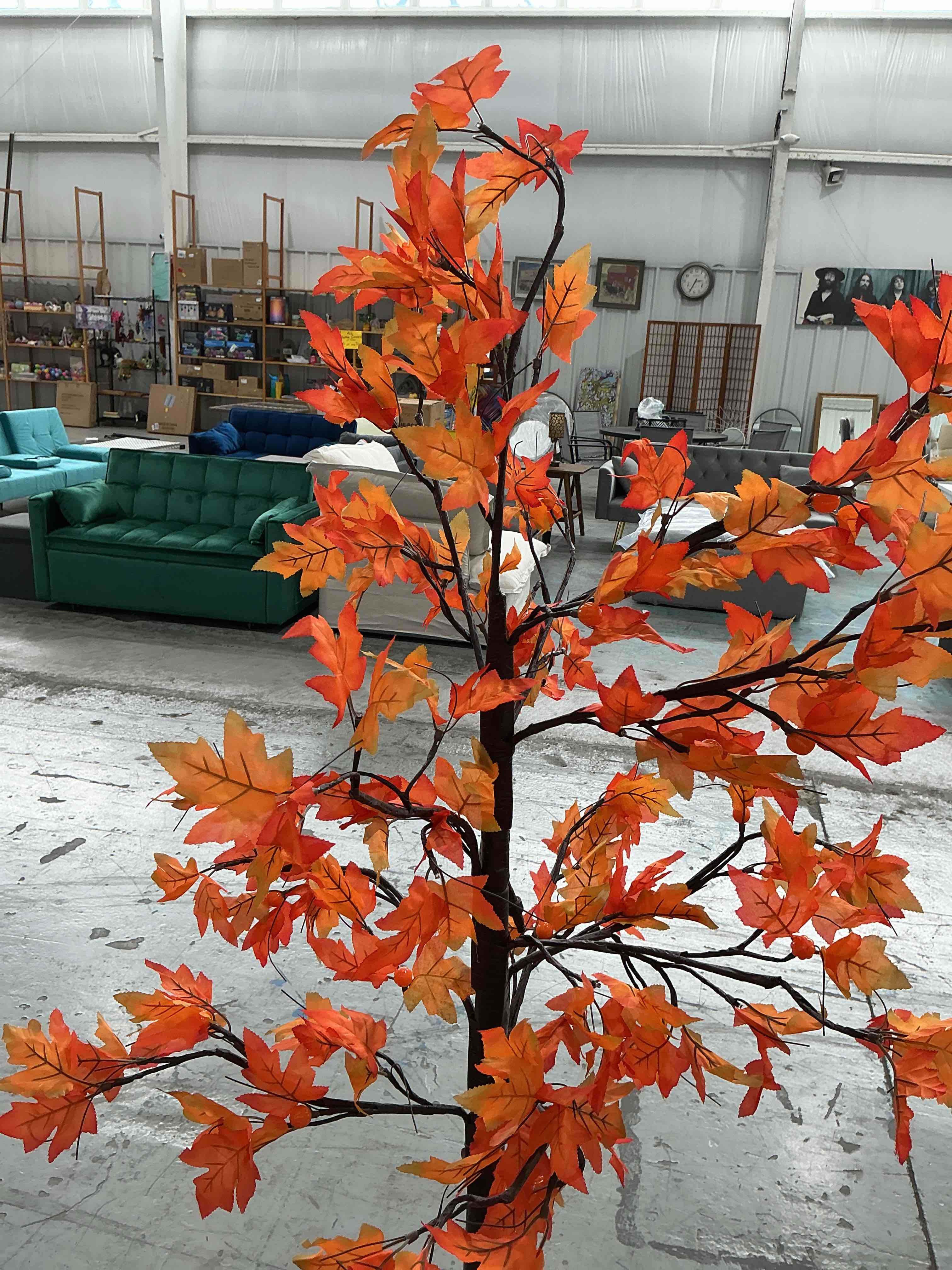 Condition photo showing As Is for Artificial Lighted Maple Tree with 96 Warm White LED Lights, Indoor Outdoor Home Party Thanksgiving Christmas Decor(6FT/96LED)