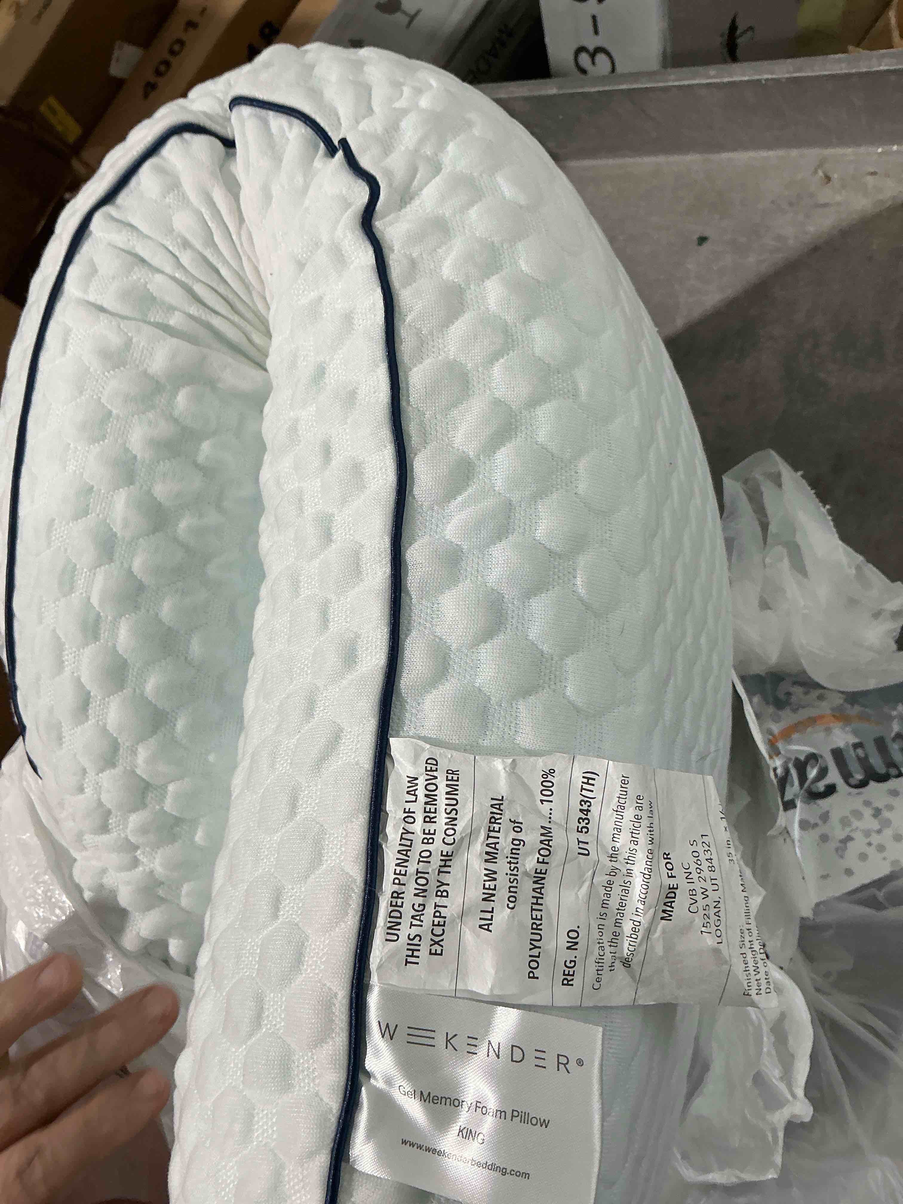 Condition photo showing New/Like New for WEEKENDER Gel Memory Foam Pillow - King Size - 1 - Medium Plush Feel - Neck & Shoulder Support - For Back, Side, & Stomach Sleepers - Home, Hotel, & Hospital Essentials King 2 Pack