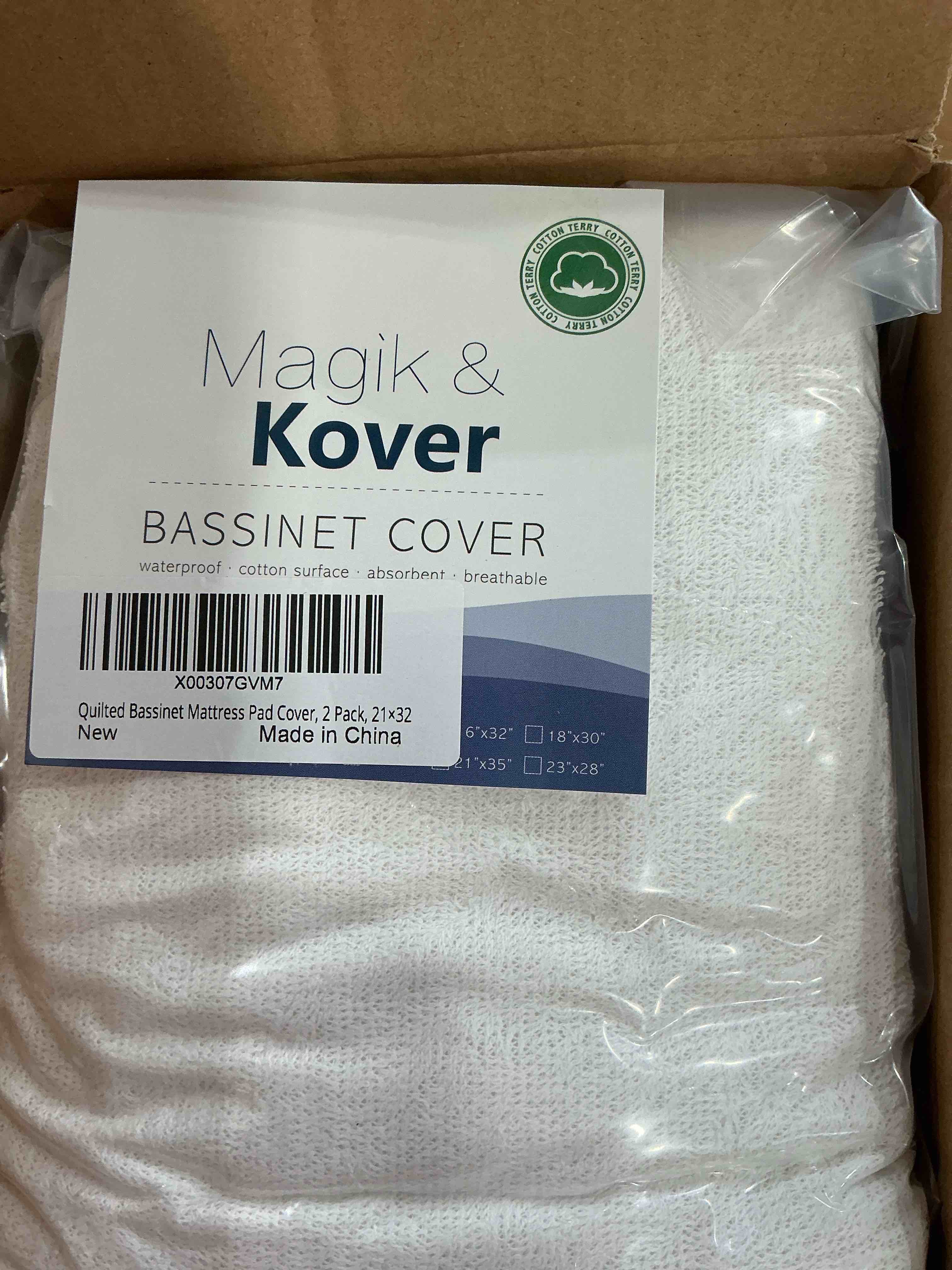 Condition photo showing New/Like New for Bassinet Mattress Pad Cover 32" x 21", Waterproof Quilted Bassinet Mattress Protector, Cotton Terry Surface 21"x32"