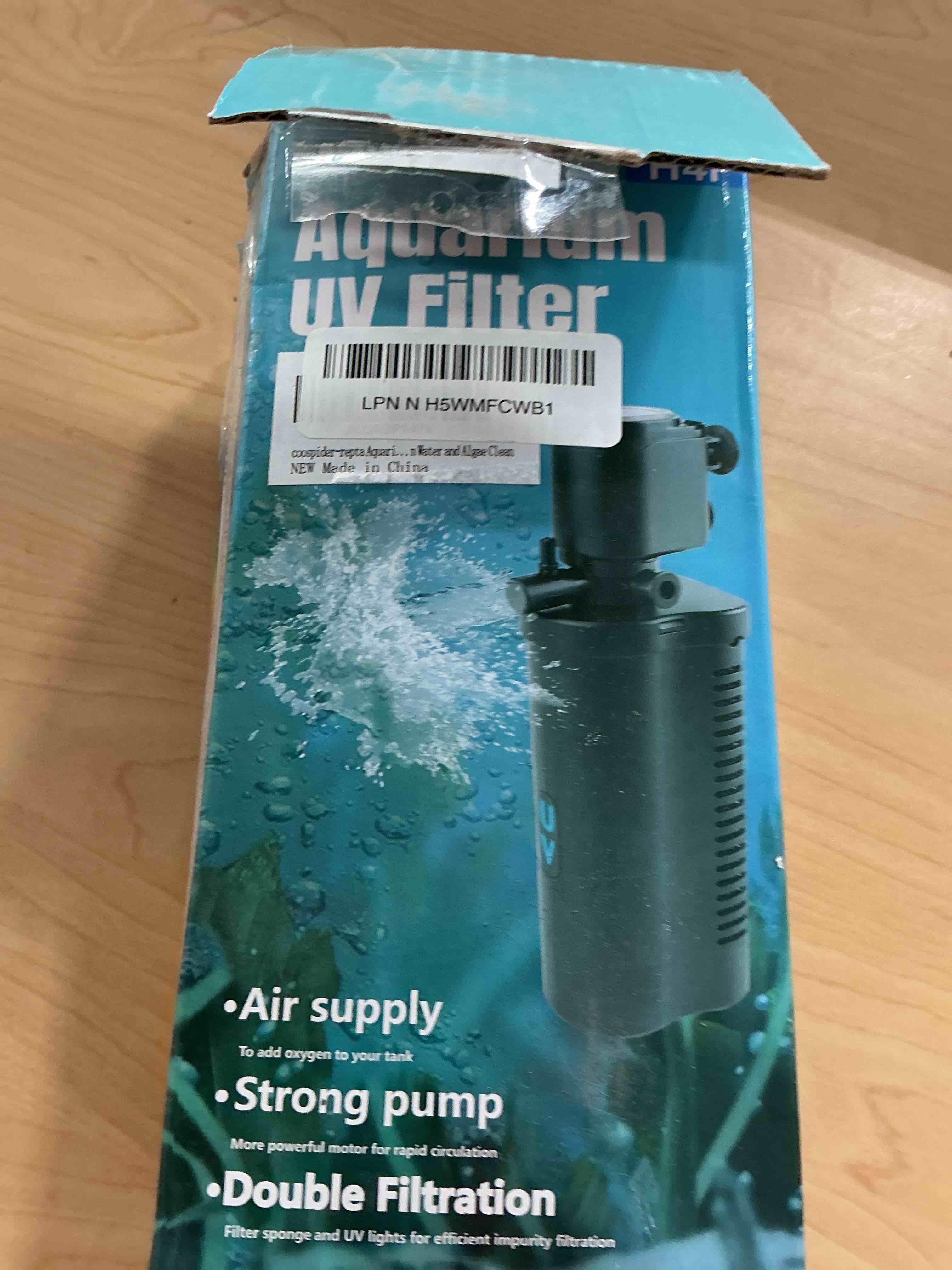 Condition photo showing Good Condition for 158GPH Small Aquarium Filter, UV Sterilizer for Aquarium for 10-45 Gallon Tank, Internal Pump for Turtle Betta Fish Tank Filter Silent 4-in-1 Green Killing Machine with Fish Tank Filters Deodorization Small Aquarium Filter for 10-40 Gallon Black