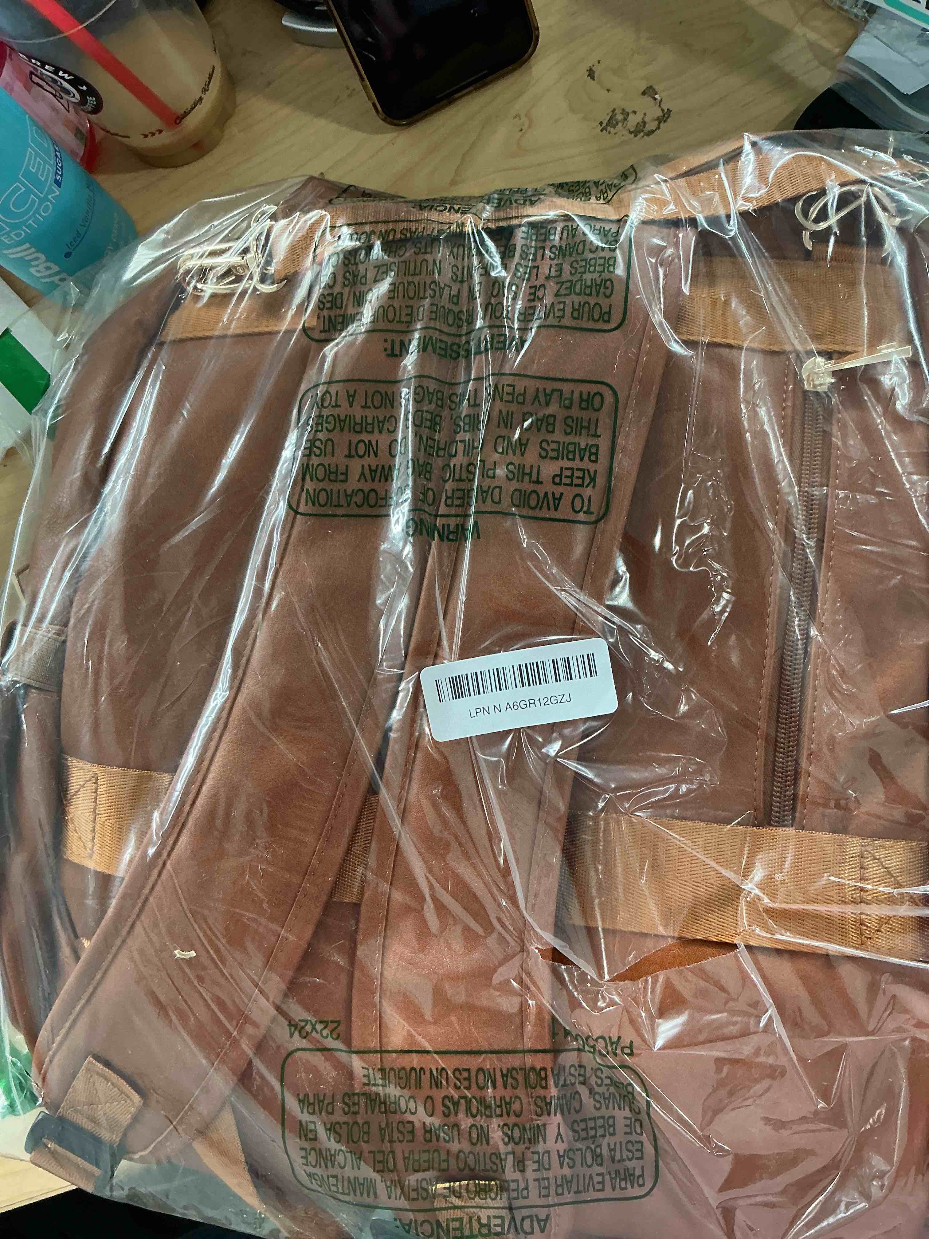 Condition photo showing New/Like New for Premium Vegan Leather Diaper Bag Backpack with Waterproof Changing Pad, Reinforced Zippers & Odor-Free, 20 Pockets Pro Organizer, Fits 15.6" Laptop, Stroller Straps, Baby Bag for Mom, Brown