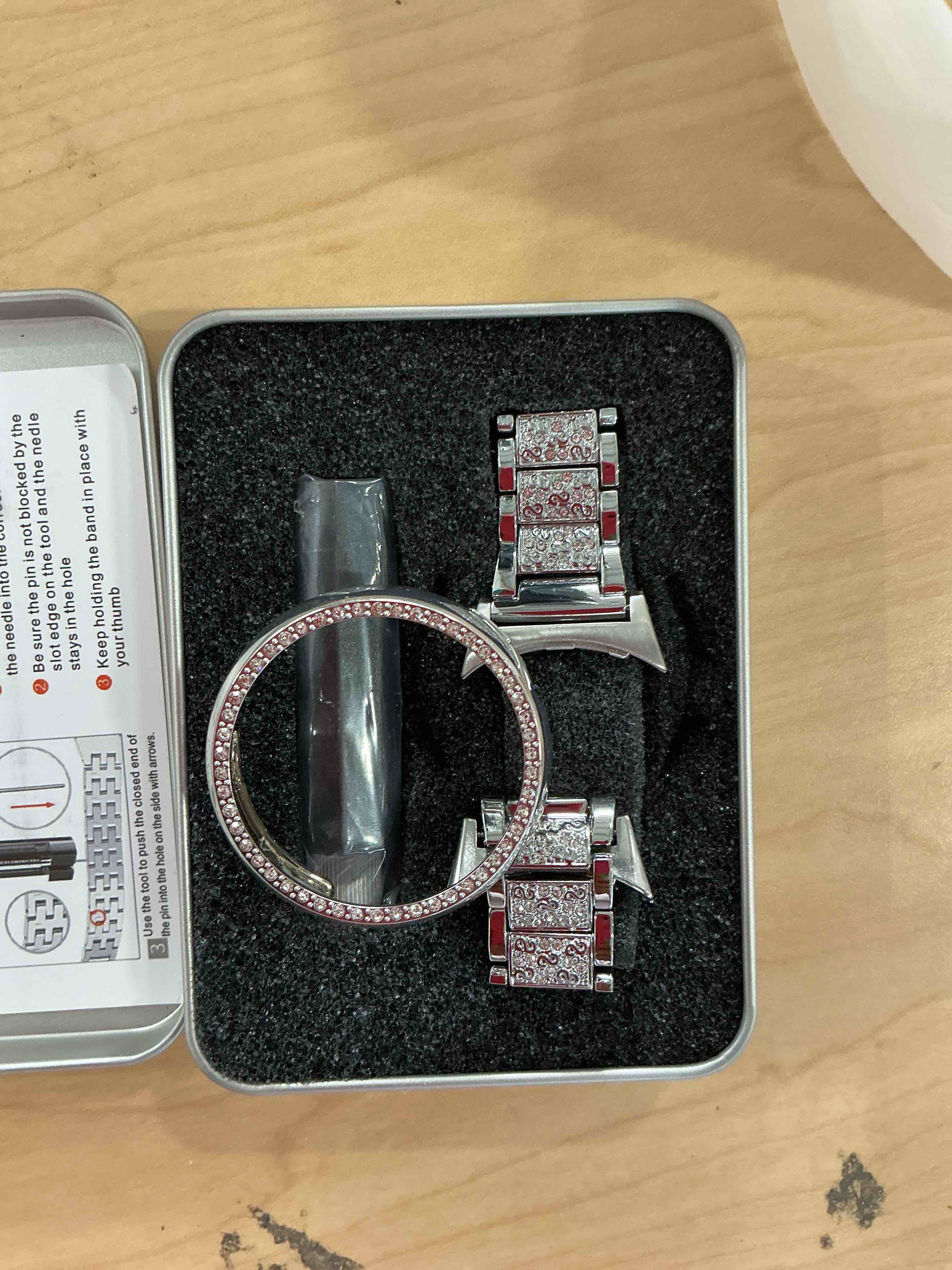 Condition photo showing New/Like New for Mtozon Women Bands with Case Compatible with Google Pixel Watch 4/3 45mm 41mm Watch2 Watch1, Metal bling Luxurious Dressy Replacement Wristbands, Silver Black Rose Gold Silver Watch4 45mm