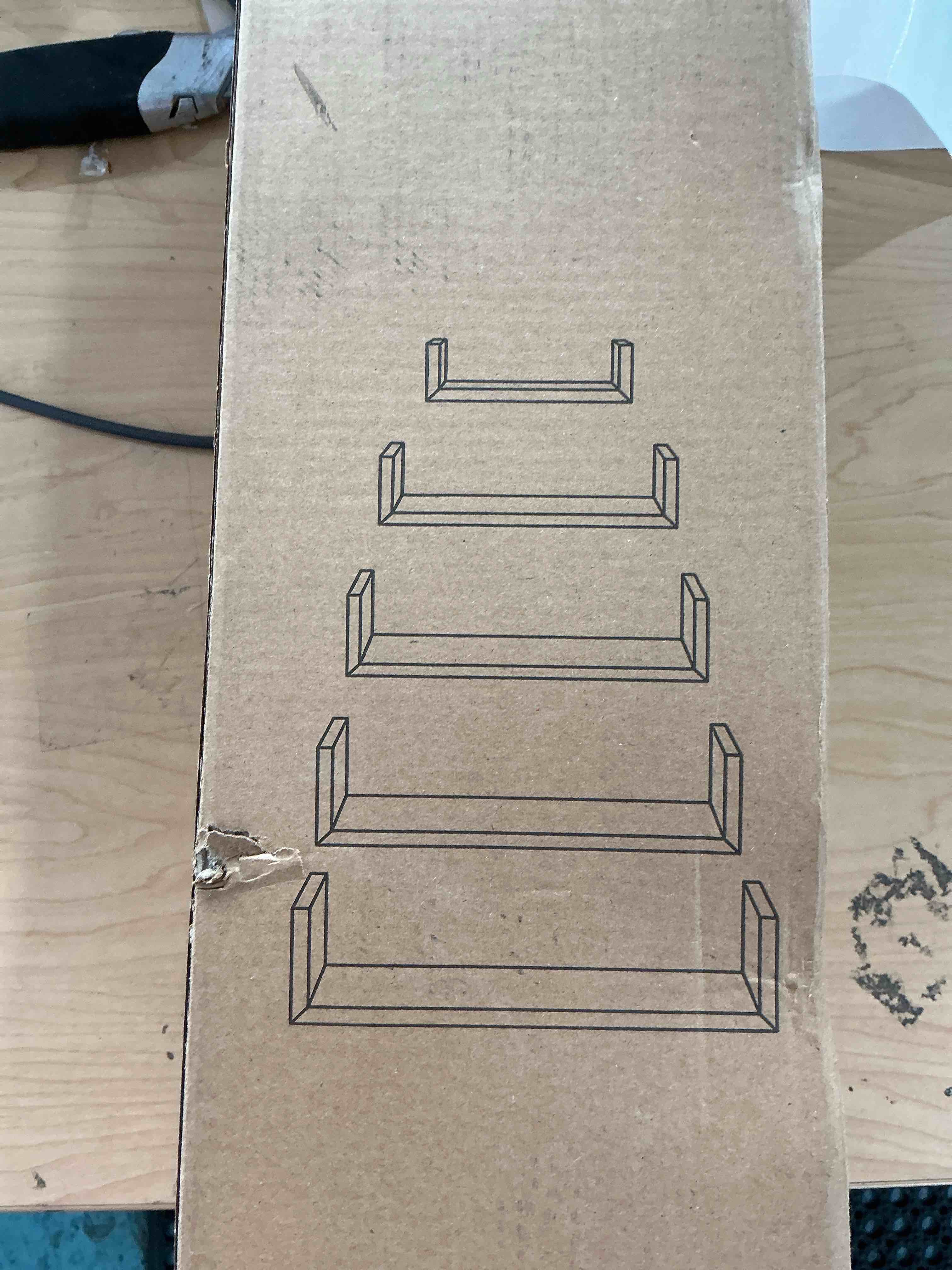 Condition photo showing New/Like New for SRIWATANA Floating Shelves for Wall, Wall Shelves for Bathroom, Bedroom, Living Room, Kitchen, Office, Wood Shelves for Home Decor Set of 5 (Washed White)