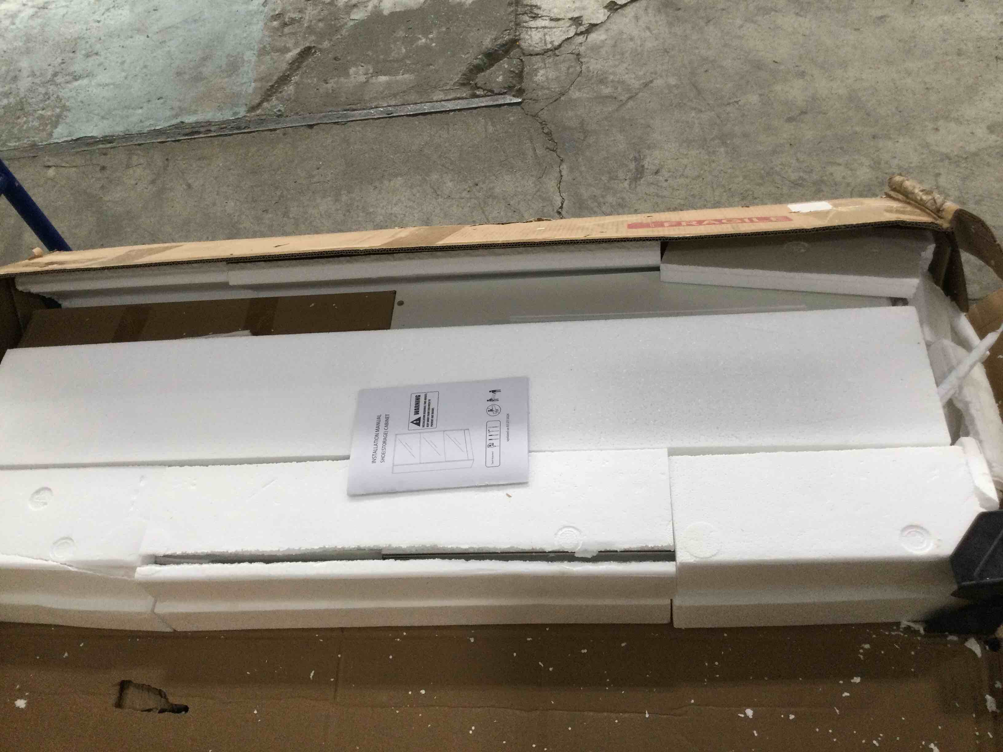 Condition photo showing New/Like New for Narrow Shoe Storage Cabinet with Mirror, 3 Tier Shoe Organizer, for Home and Apartment(White,23.60"×9.06"×41.73")