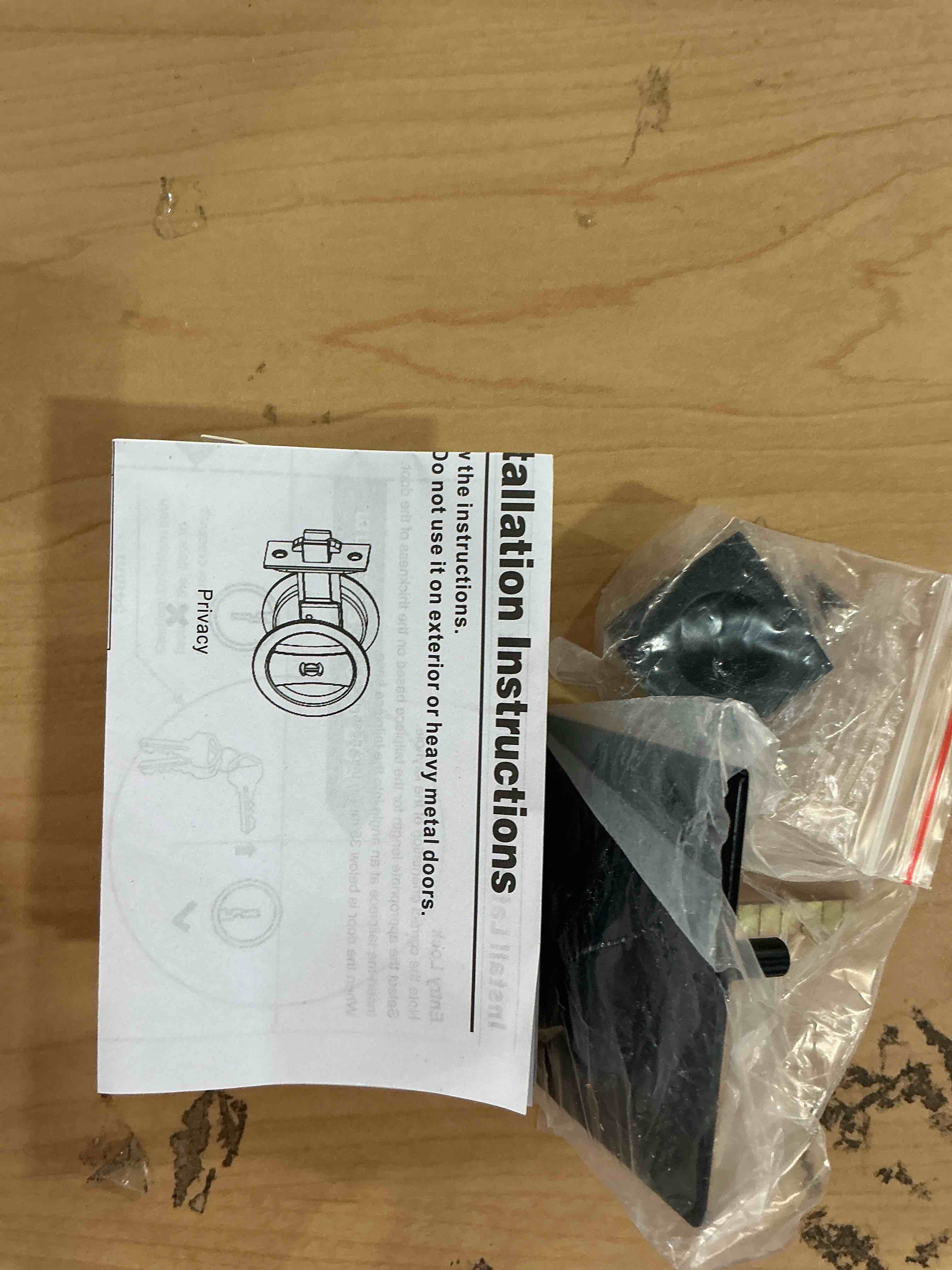 Condition photo showing Good Condition for goldenwarm Matte Black Square Pocket Door Lock with Indicator, Pocket Door Hardware for 2-1/8'' Round Bore Hole, Pocket Door Handles Fit 1-1/4'' to 2'' Thickness Sliding Door 2-3/8'' Latch 1 Pack Indicator 1 Pack Square Matte Black