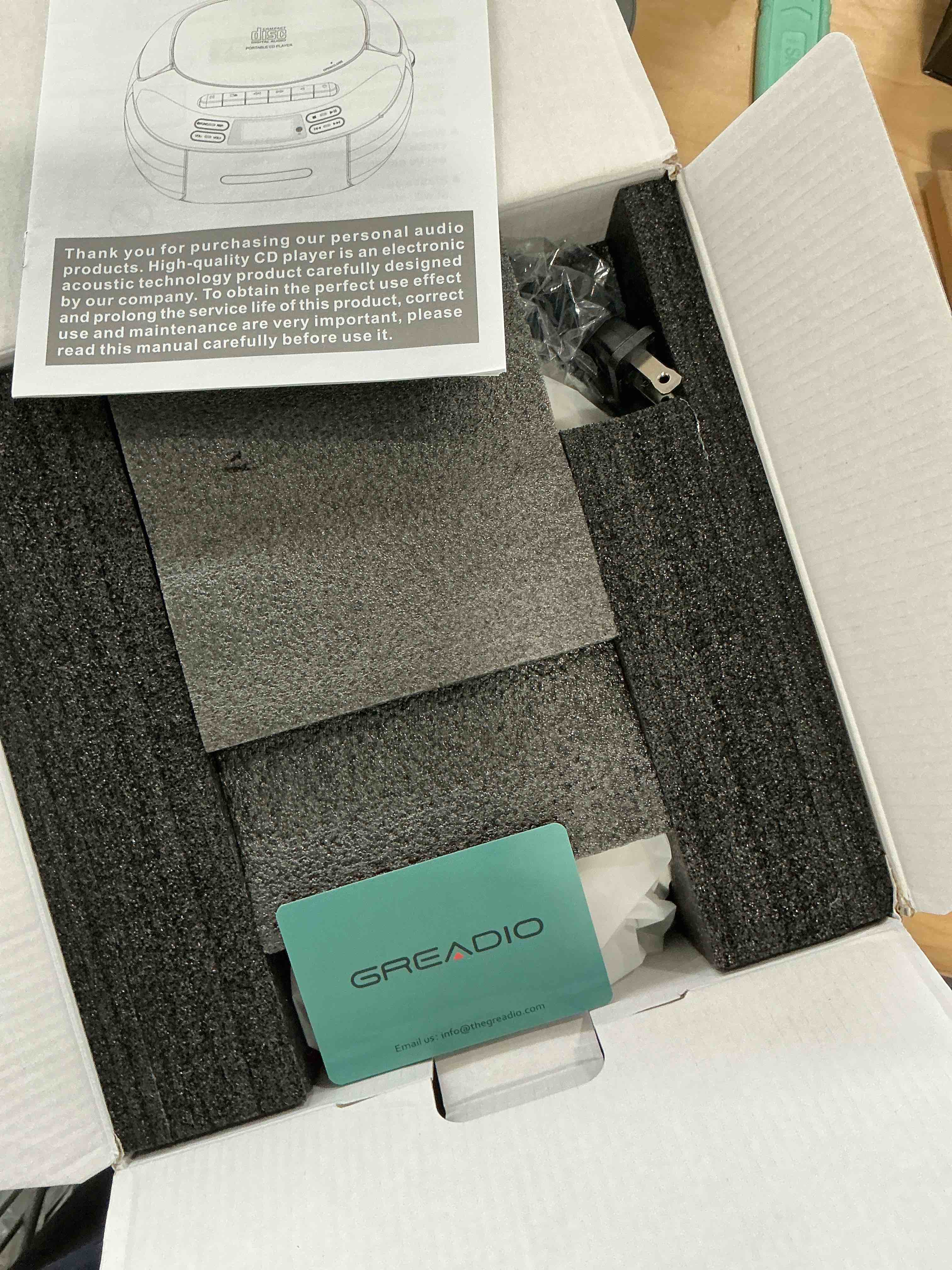 Condition photo showing New/Like New for Greadio CD Player Boombox Cassette Player Combo with Bluetooth,AM/FM Radio,Stereo Sound with Remote Control,AUX/USB Drive,Tape Recording,AC/DC Powered,Headphone Jack,LCD Display for Home,Kids,Gift White