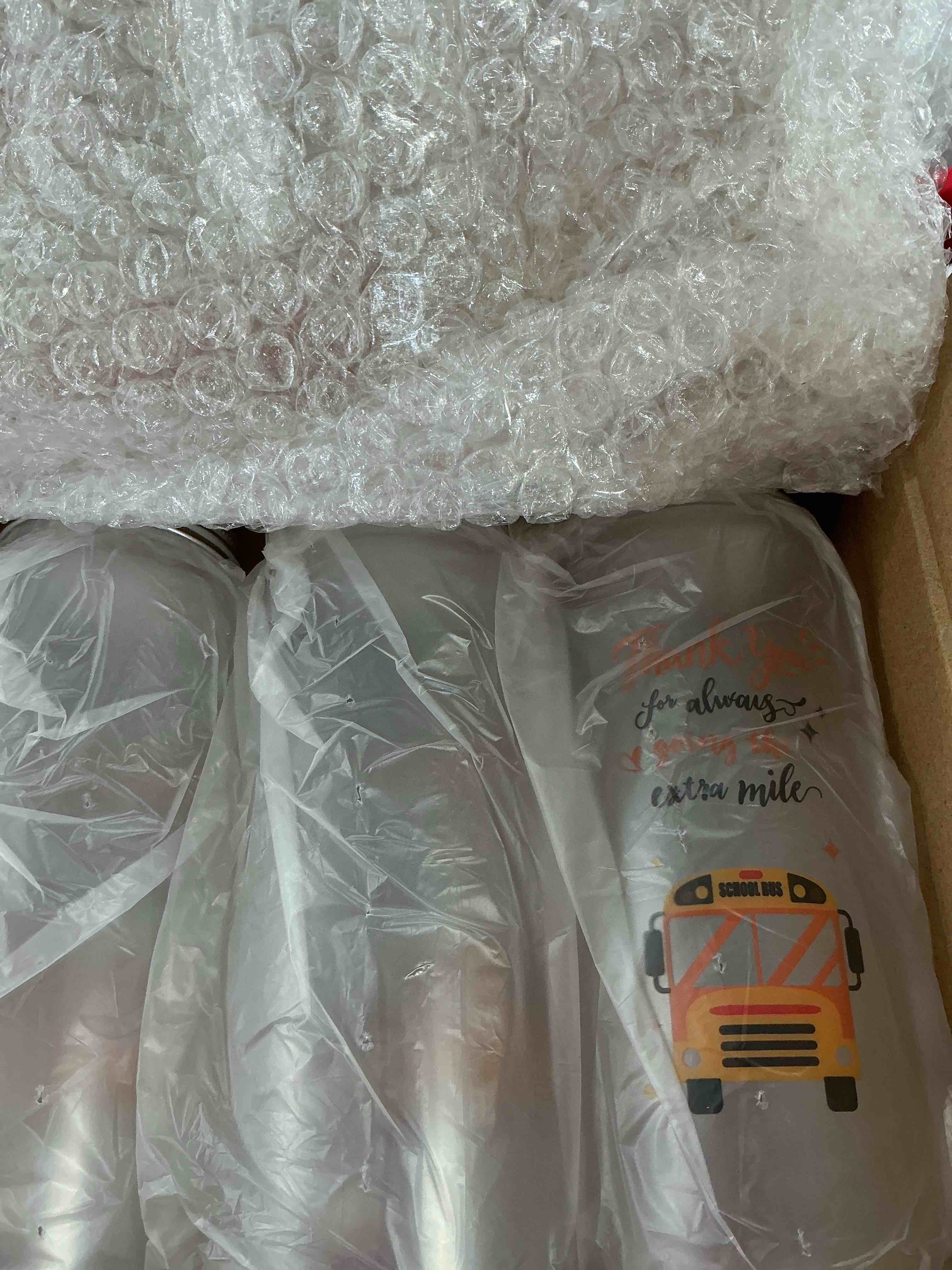 Condition photo showing New/Like New for Skylety 24 Pack Valentine School Bus Driver Plastic Cup Gift Bulk Bus Drivers Appreciation Party Favors Thank You for Always Going The Extra Mile 14 oz Tumbler with Lids and Straws for Buses Driver