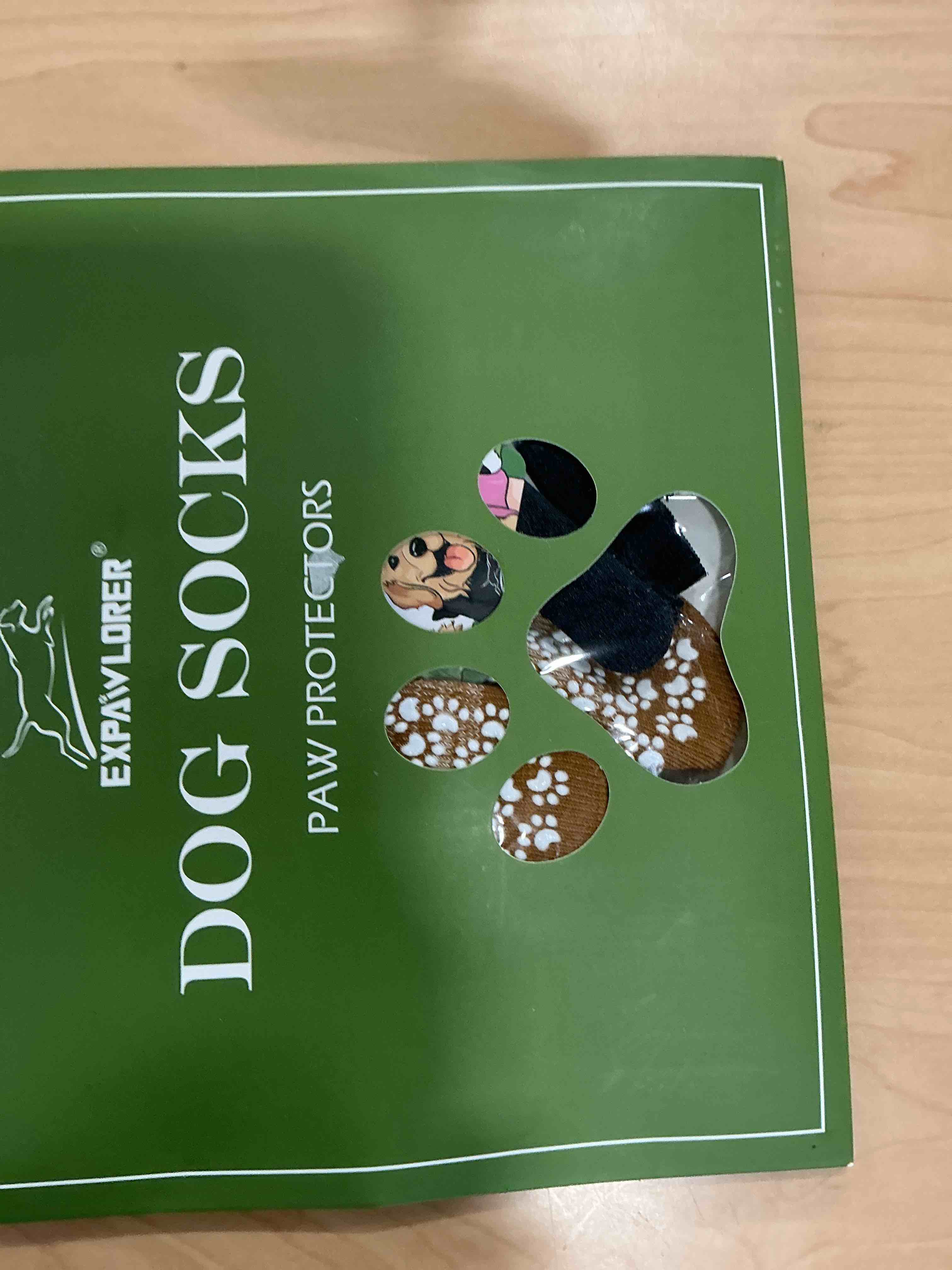 Condition photo showing New/Like New for EXPAWLORER Anti Slip Dog Socks to Prevent Licking Paws, Dog Shoes for Hot Pavement, Dog Booties for Small Medium Large Senior Dogs, Traction Control Boots & Paw Protectors for Hardwood Floors Small (4 Count) Khaki