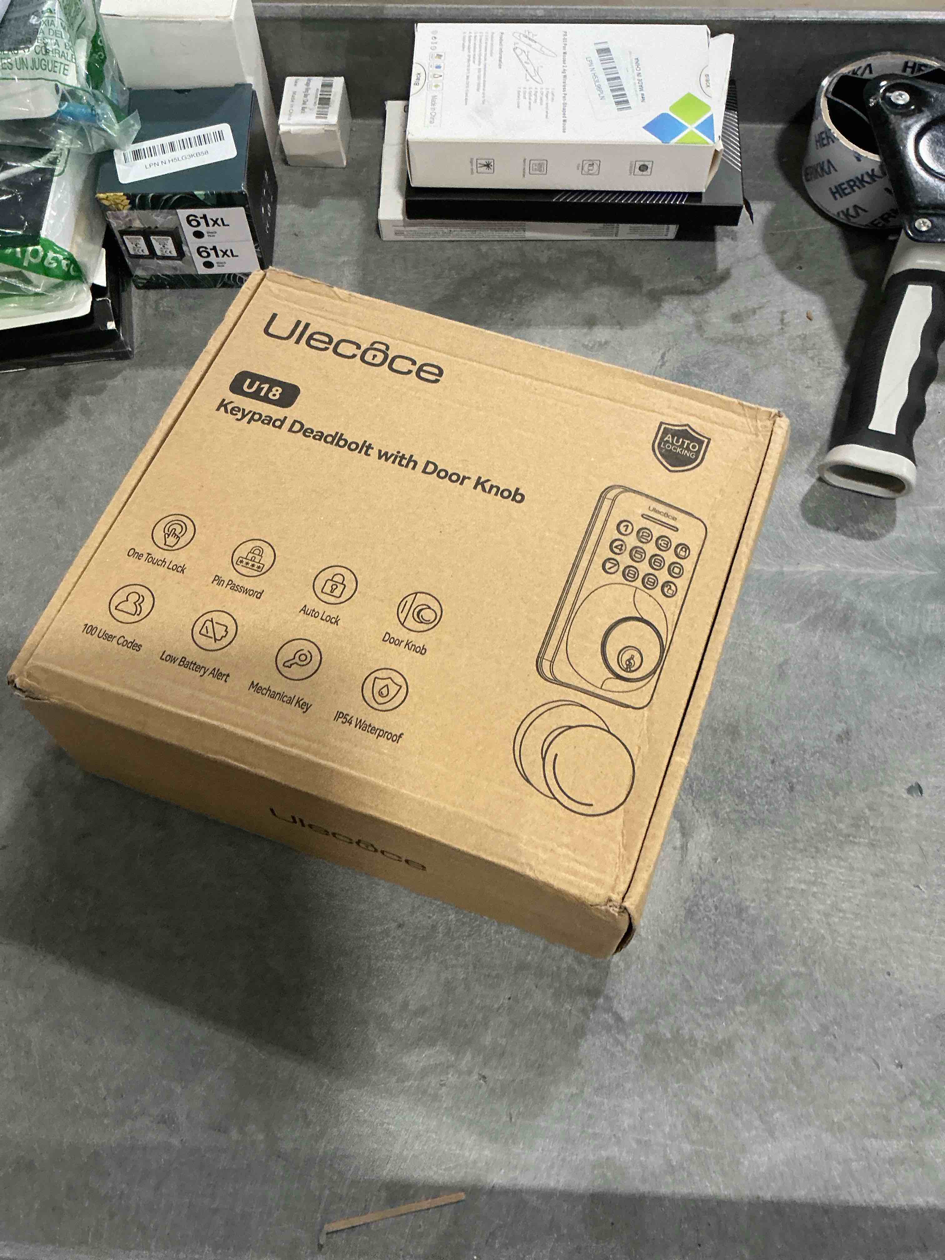 Keyless Entry Door Lock Deadbolt with Handle Set, Door Locks for Front Door, Keypad Door Lock with Handle, Smart Door Knob, Auto Lock, Code Door Lock with Installation Guide, Black