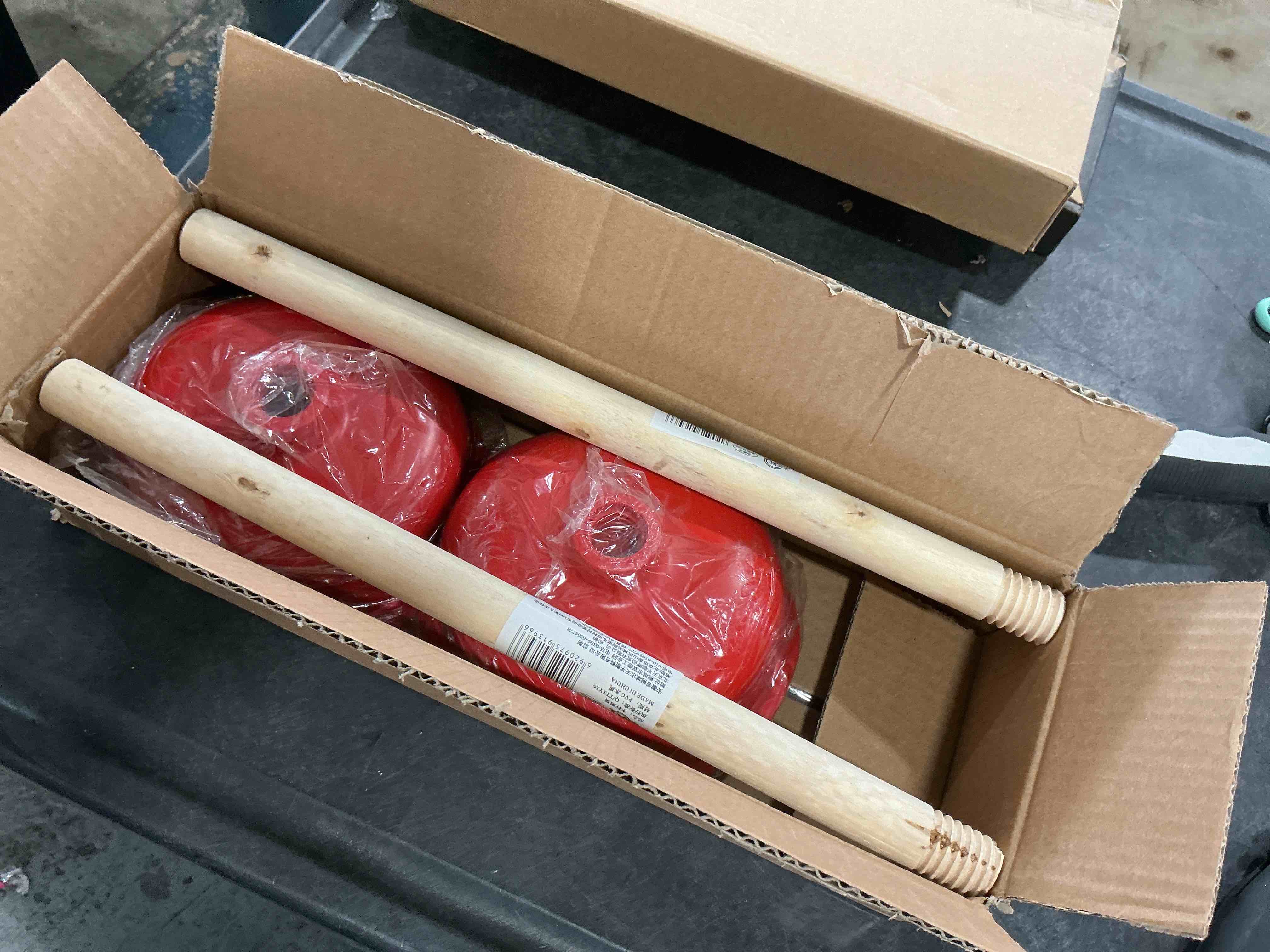 CINGHI LUSSO Toilet Plunger Red Heavy Duty Force Cup Rubber with A Long Wooden Handle to Fix Clogged