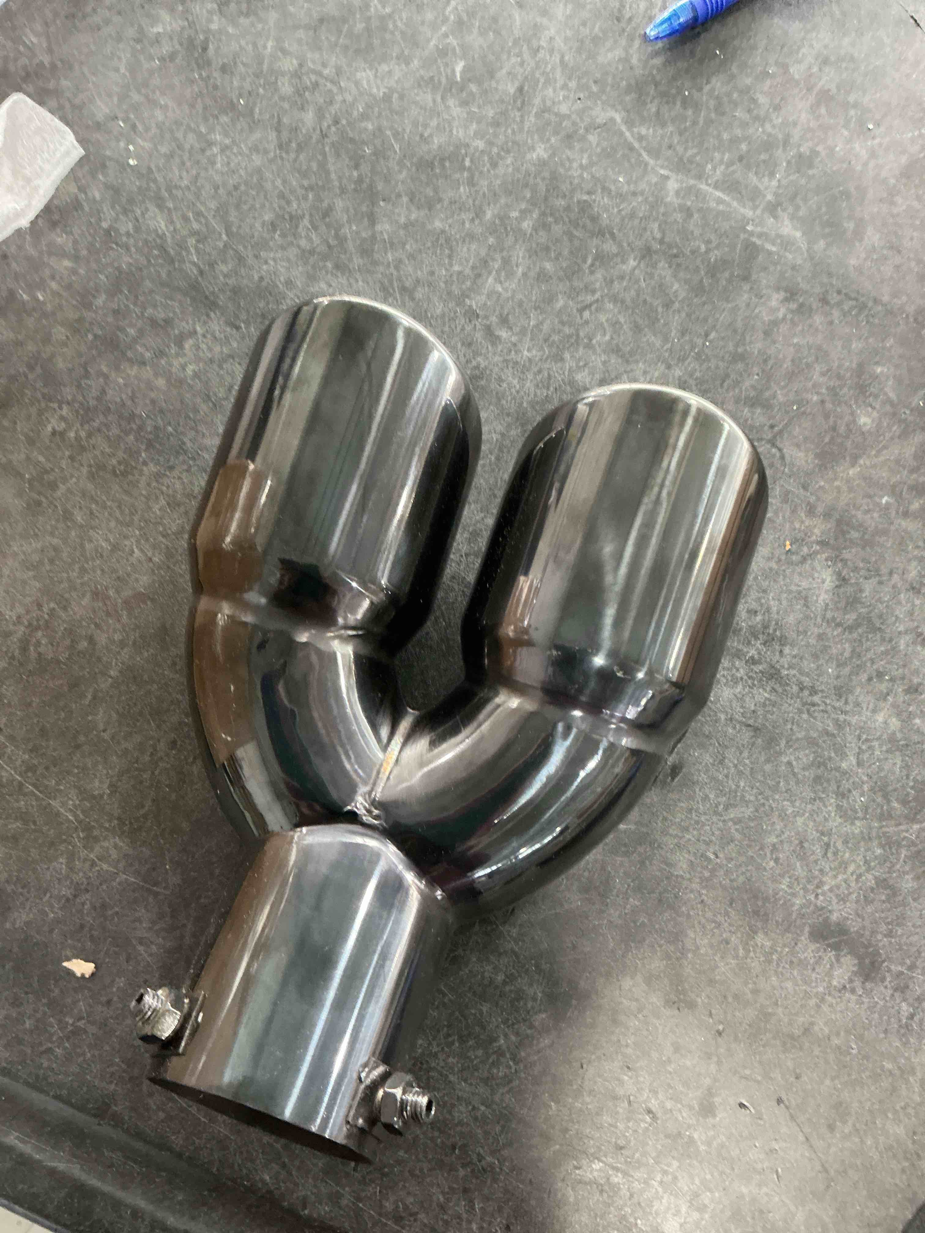 OtpOutopa 2PCS Dual Exhaust Tip 2.48 inch Inlet, Universal Black Car Exhaust Tips Curved Muffler Tip