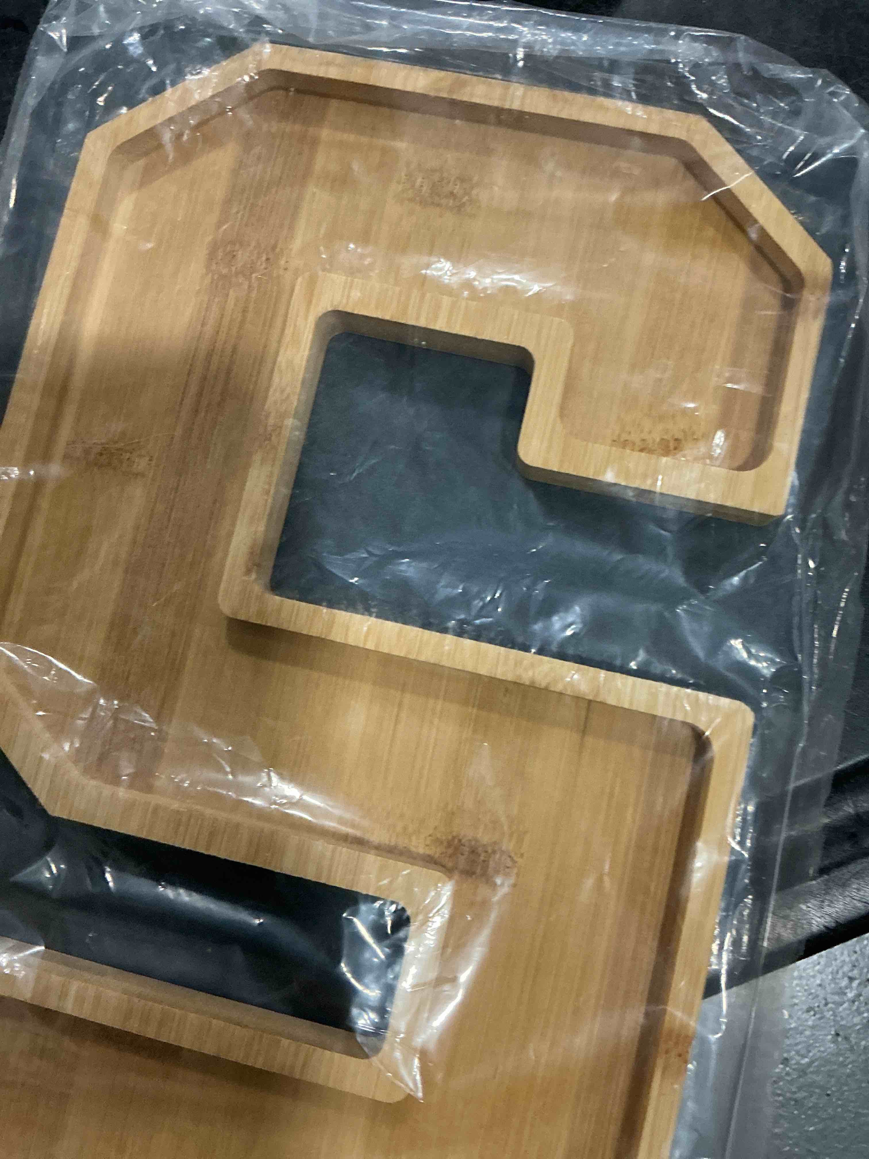 uxcell Bamboo Wooden Number 5 Charcuterie Board Box 12" Bamboo Serving Tray Wood Box for Graduation 