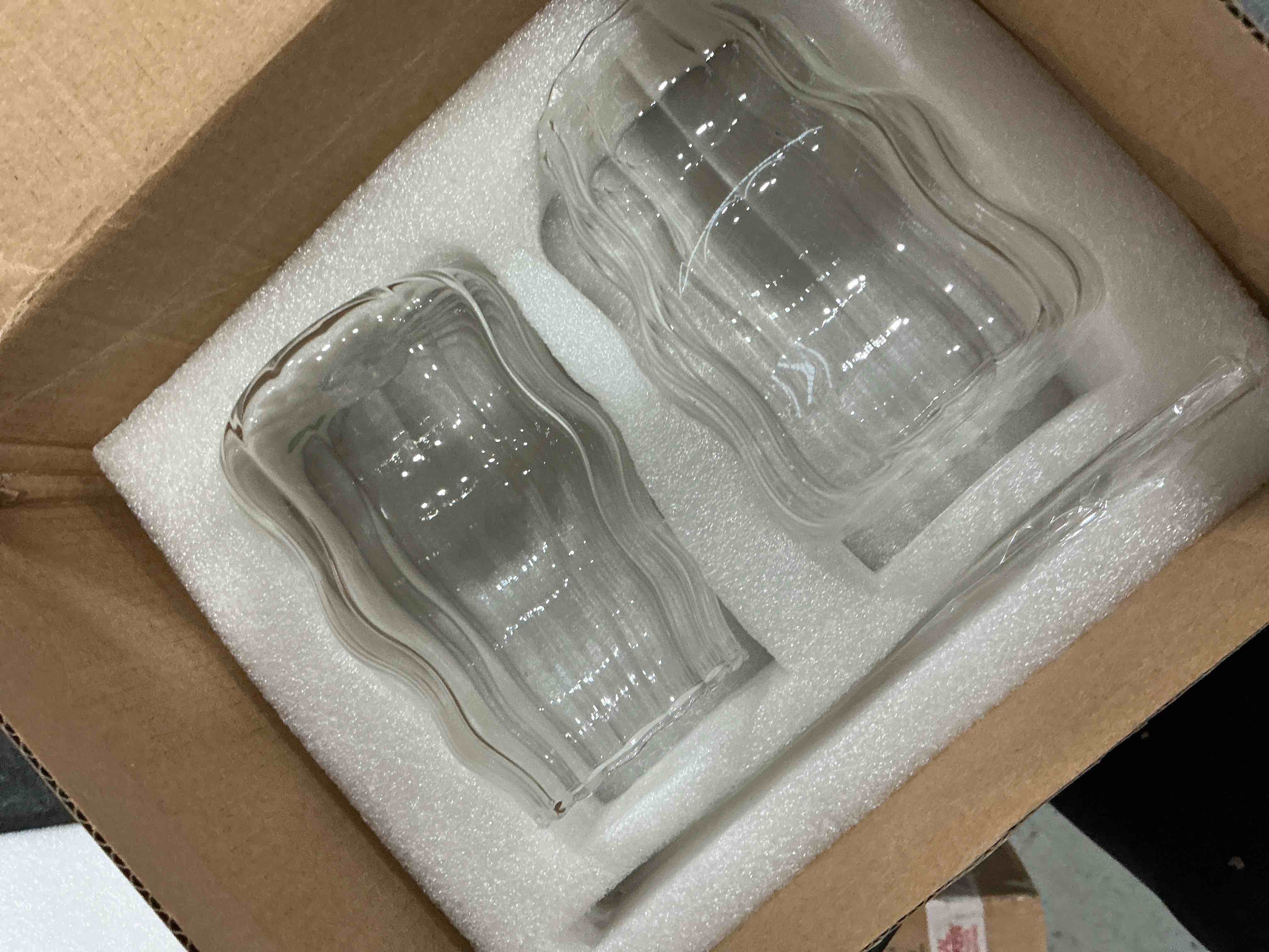 sweet grain Ribbed Glass Cups Set of 2, 18 oz Glasses Drinking Set, Drinking Glasses Tumbler with St