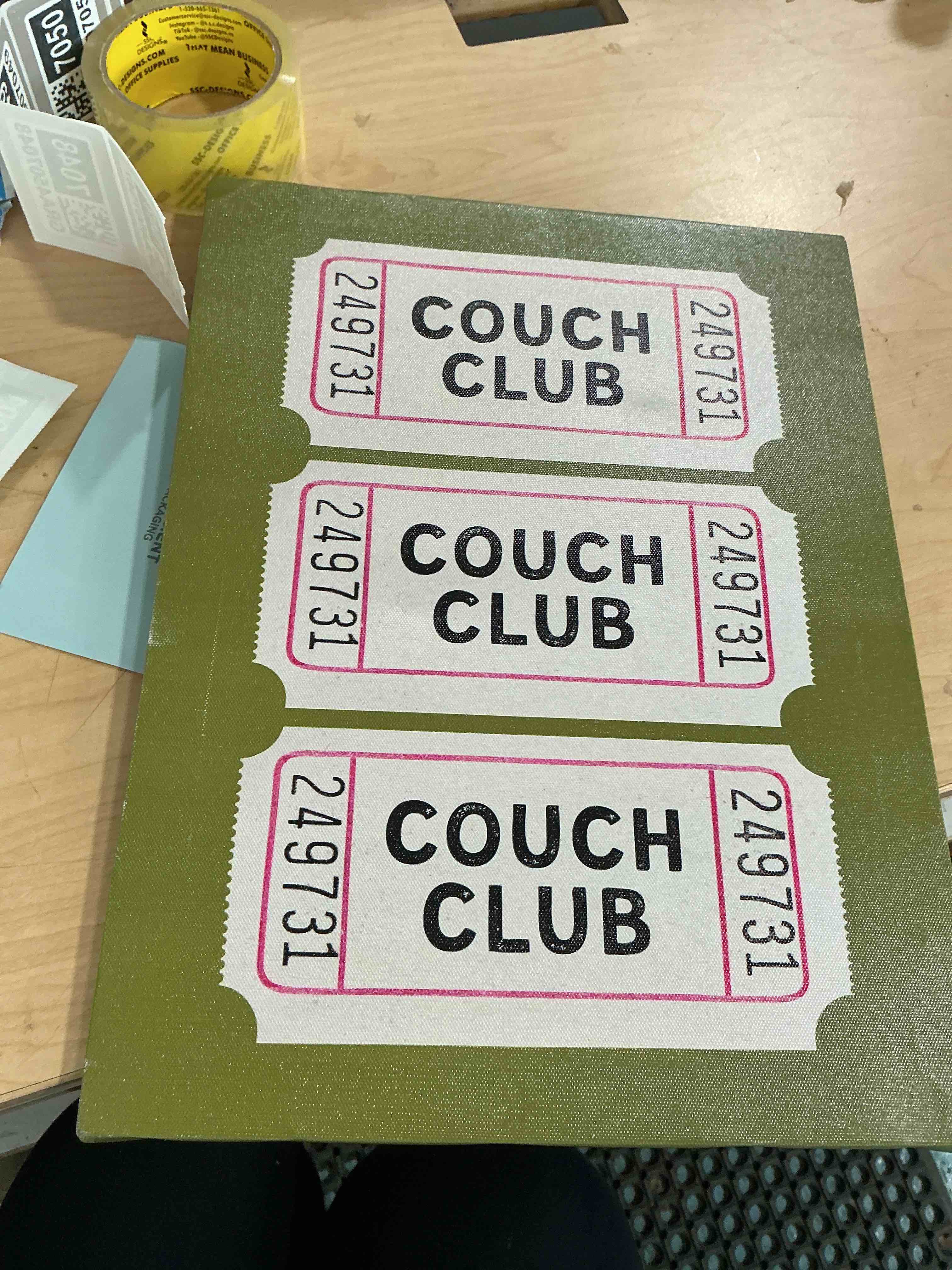 Condition photo showing New/Like New for couch club ticket poster canvas print vintage wall art painting trendy pictures for bar wall decoration quirky art print for living room home decor apartment