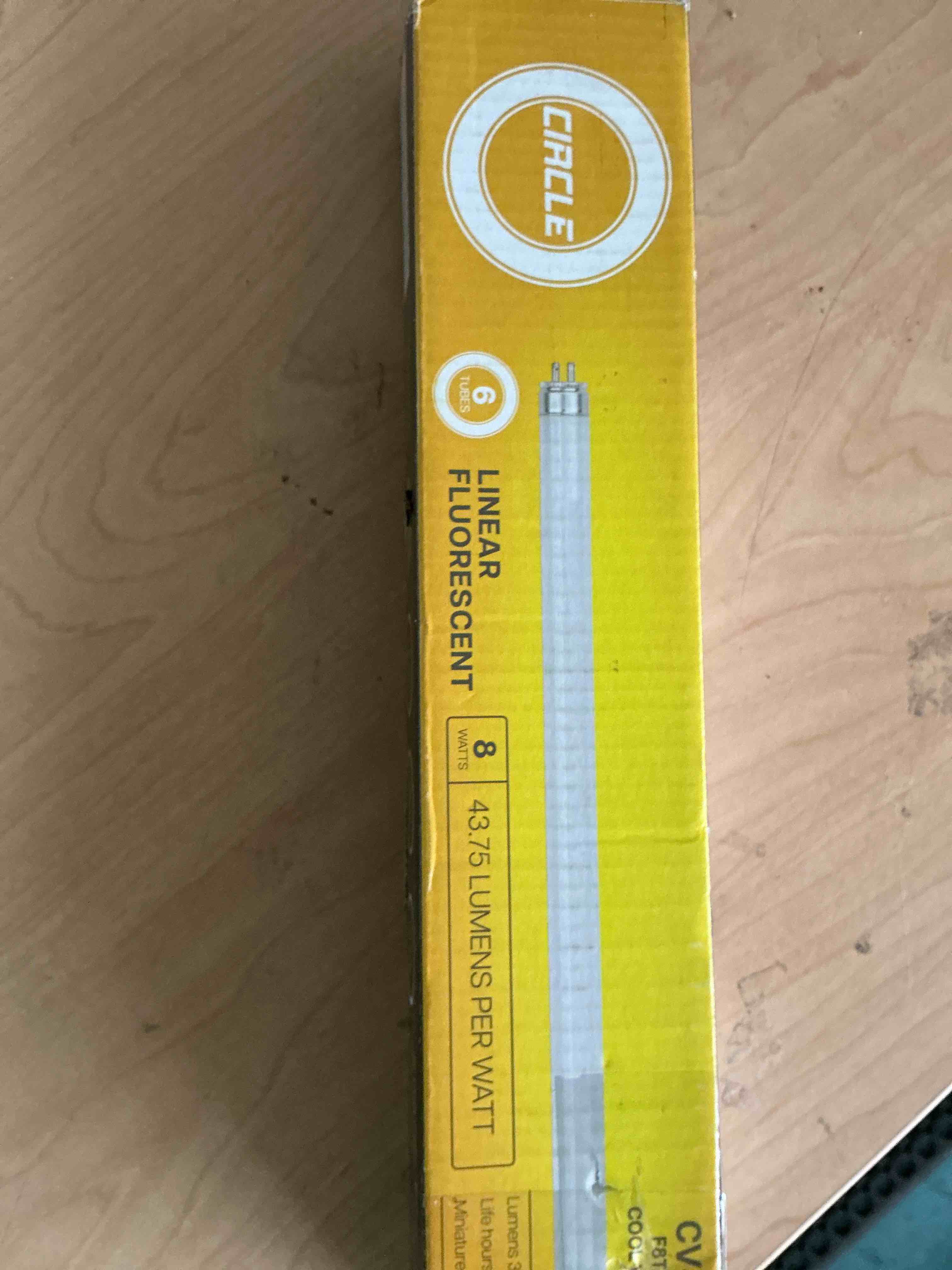 Condition photo showing New/Like New for f8t5 flourescent light bulbs - 12 inches under cabinet bulb - cool white 4100k 8 watt tube bulb - pack of 6