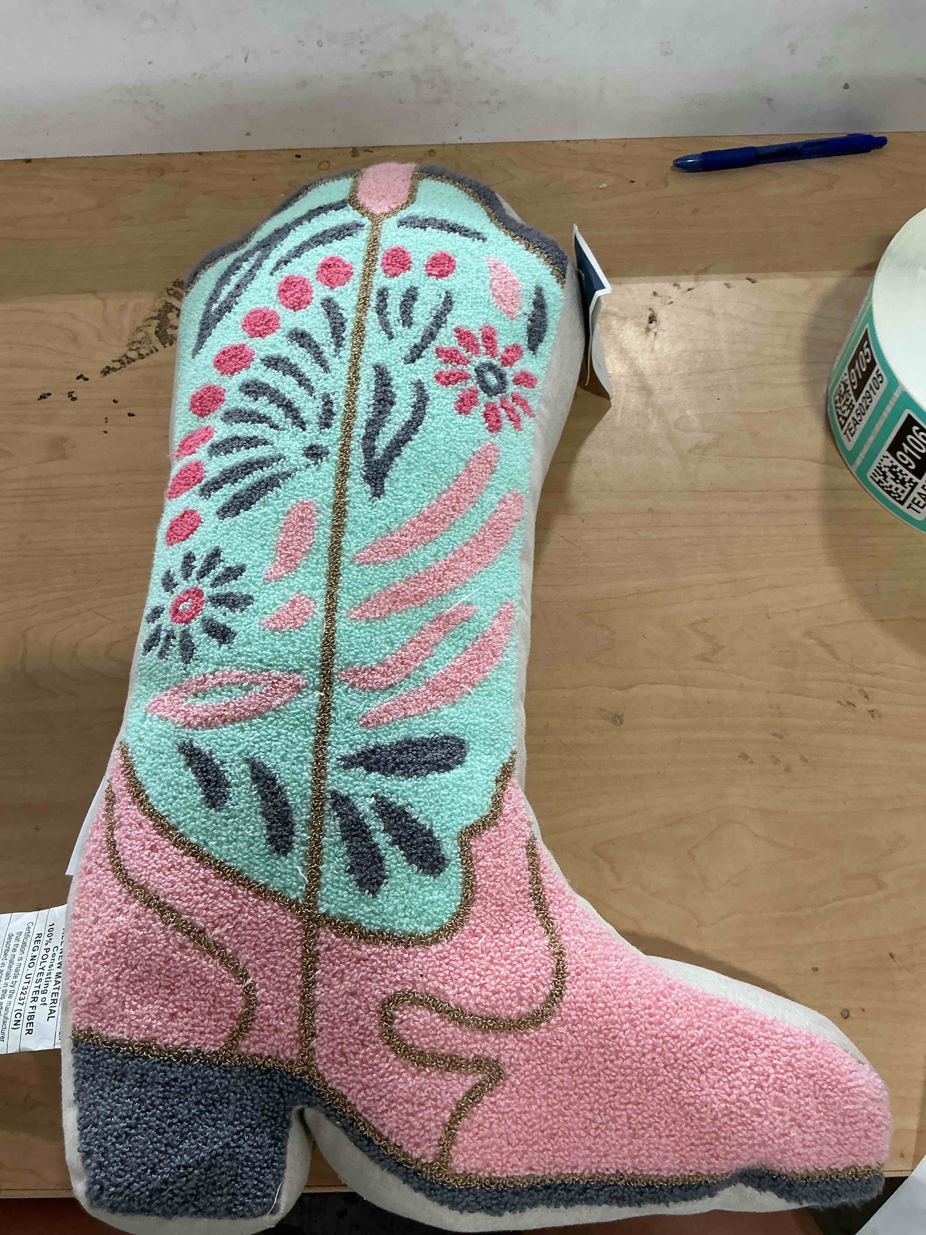 Condition photo showing New/Like New for isaac mizrahi?new york cowboy cowgirl boot decorative pillow 21"x12", color and design may vary, see actual item photo for more detail.