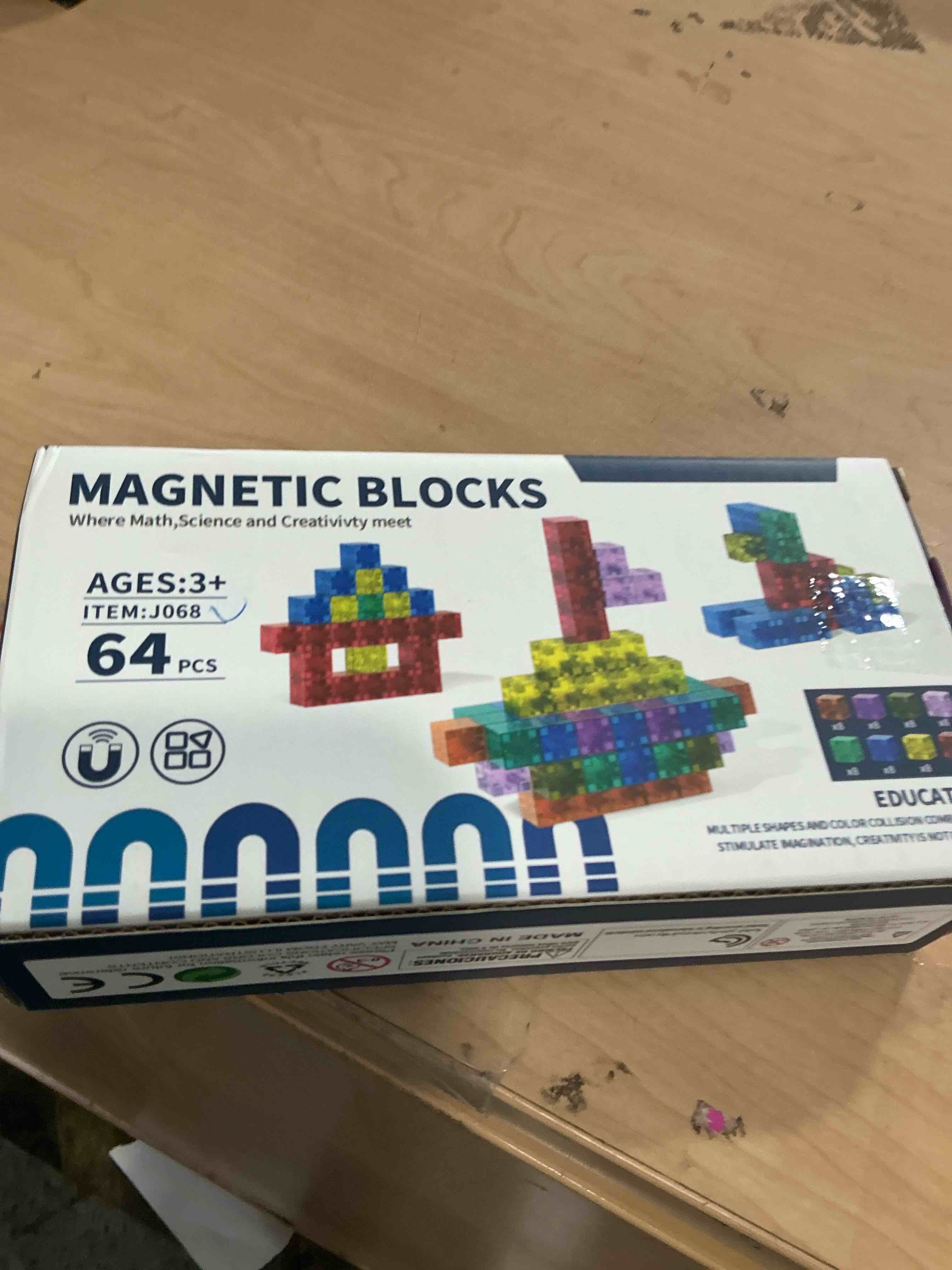 Condition photo showing New/Like New for goody king magnetic blocks |64 magnetic building cube game, constructions toys for boys & girls age 3-4, 5 6 7 8 9 10, stem montessori stacking toy, sensory tiles building birthday for toddlers