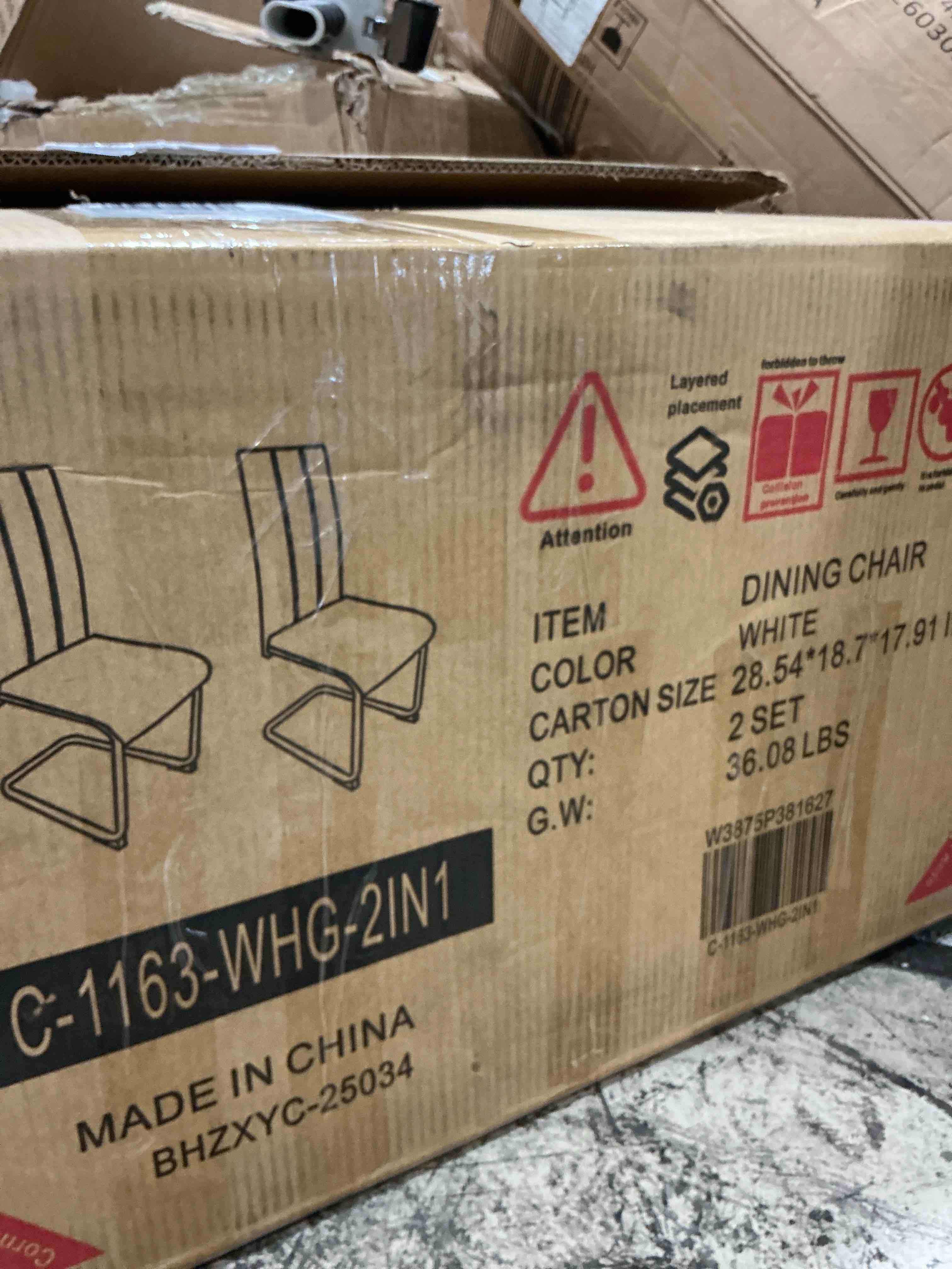 Condition photo showing New/Like New for baysitone modern dining chairs set of 2 side dining room chairs with golden legs, kitchen chairs with faux leather padded seat high back for dining room, kitchen, living room white