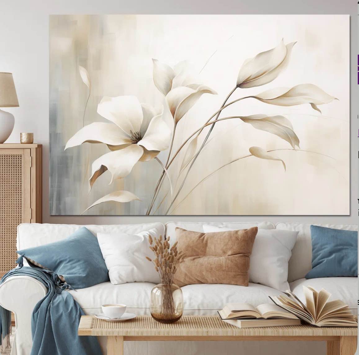 Winston Porter white botanical elegance III Silver Framed Art Canvas 