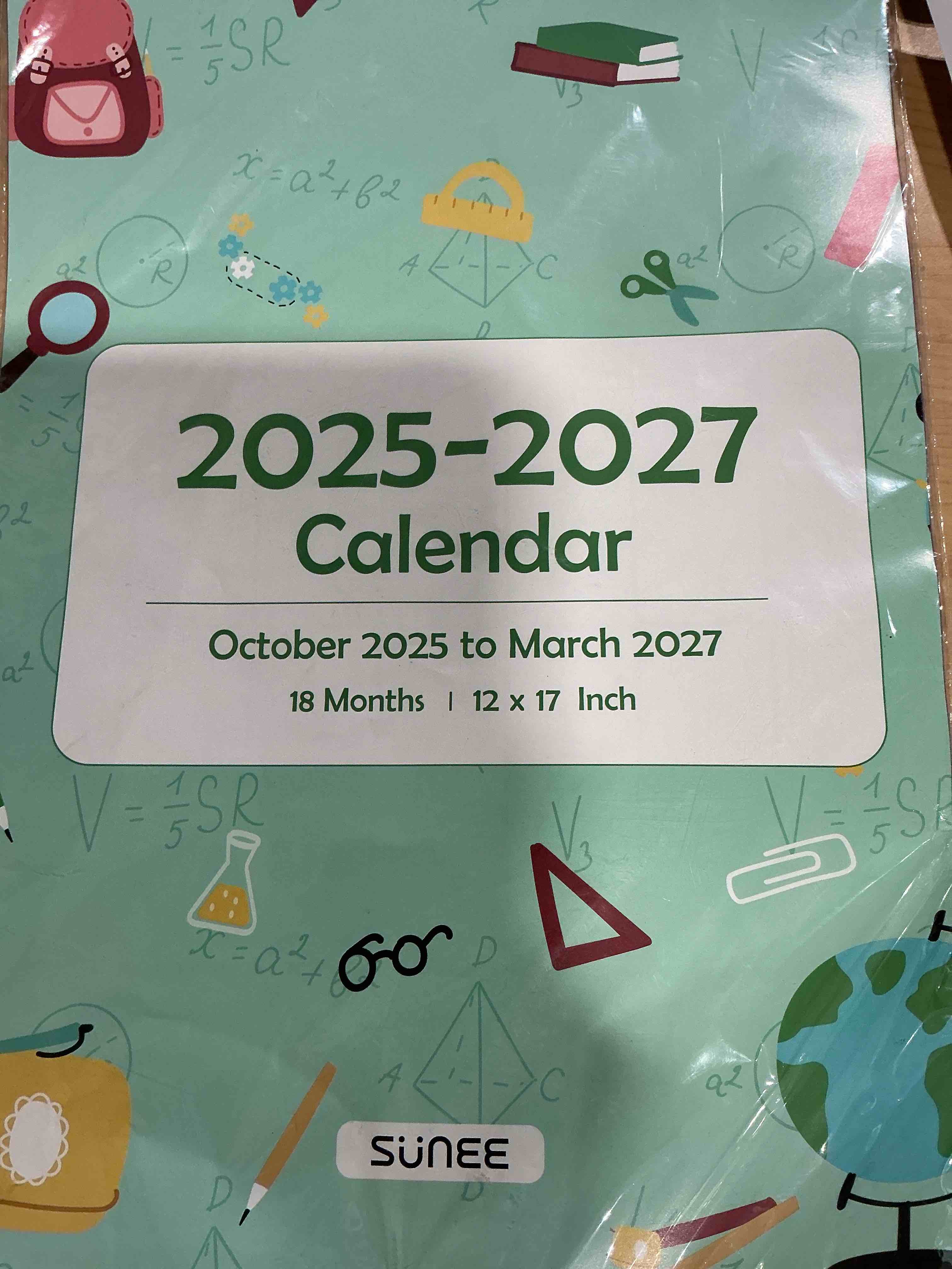 Condition photo showing New/Like New for sunee calendar 2026 18 months wall calendar oct. 2025 - mar. 2027, 12"x17" big hanging calendar 2026 with note, past month and next month for organizing & planning, cute cute 12x17