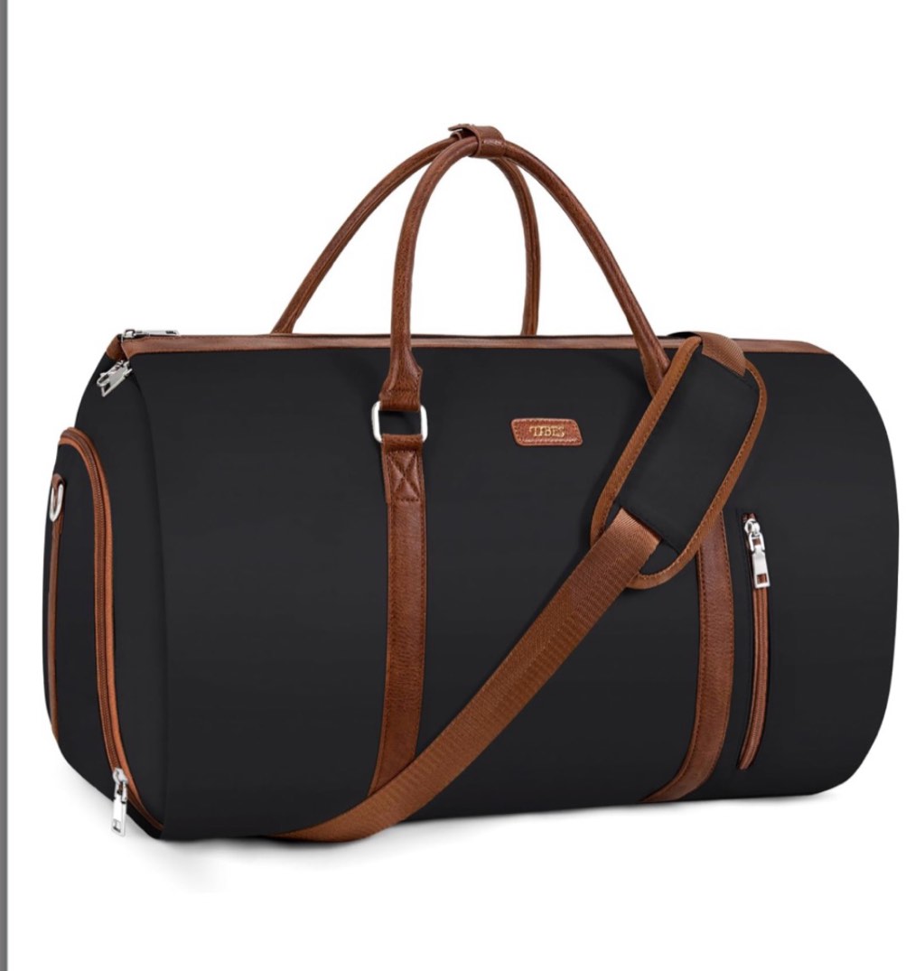 convertible 2-in-1 garment bags for travel, 50l carry on garment duffle bag with shoe compartment large weekender bag for women men hanging suitcase suit travel duffel overnight bags 4pcs set a-off (black)