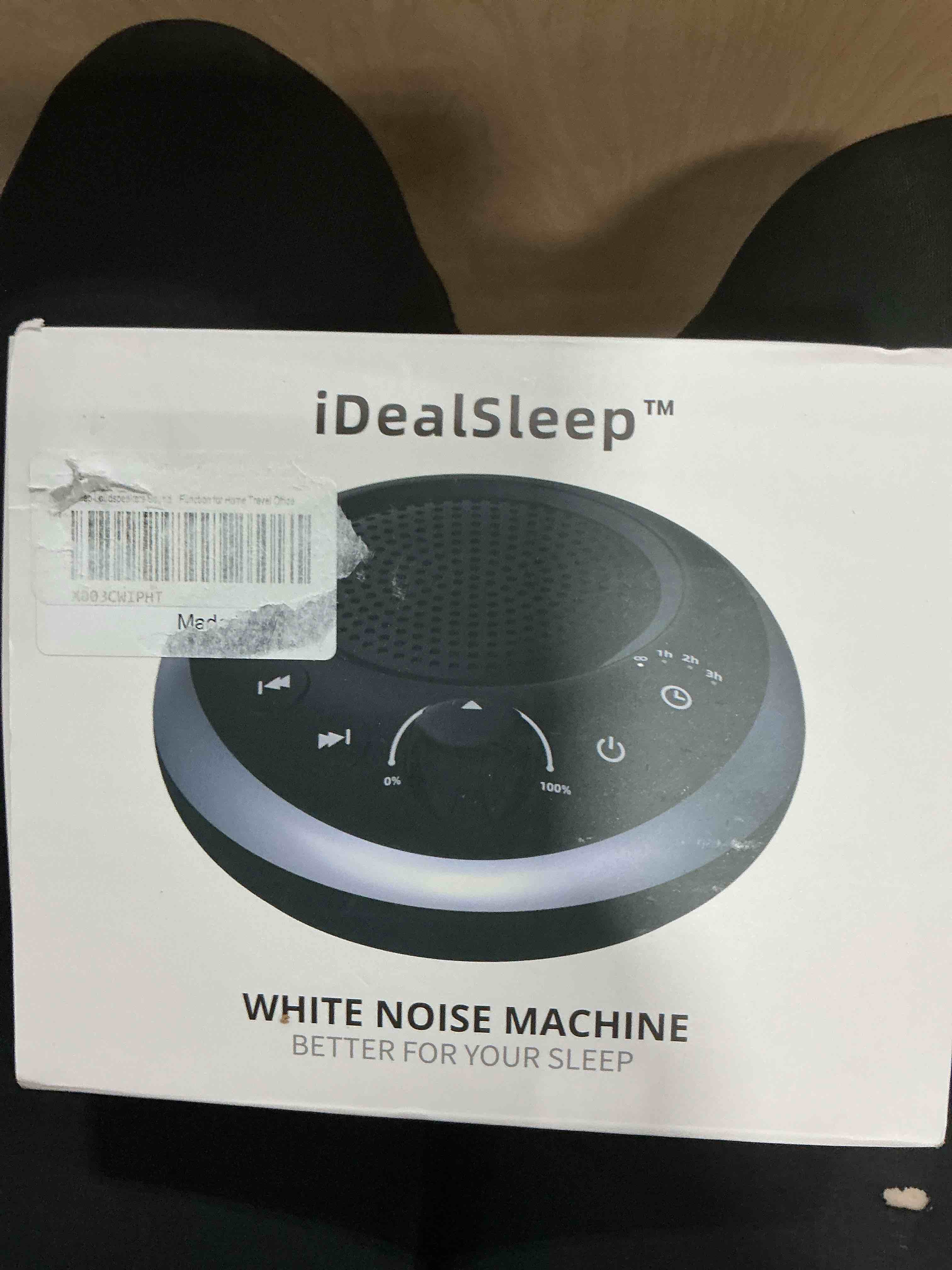Condition photo showing New/Like New for sound machine loud white noise machine nonstop brown noise sleep machine 30 soothing sounds for baby kids adults pink noise sounds machine 36-level vol 4 timer memory function for home travel office black