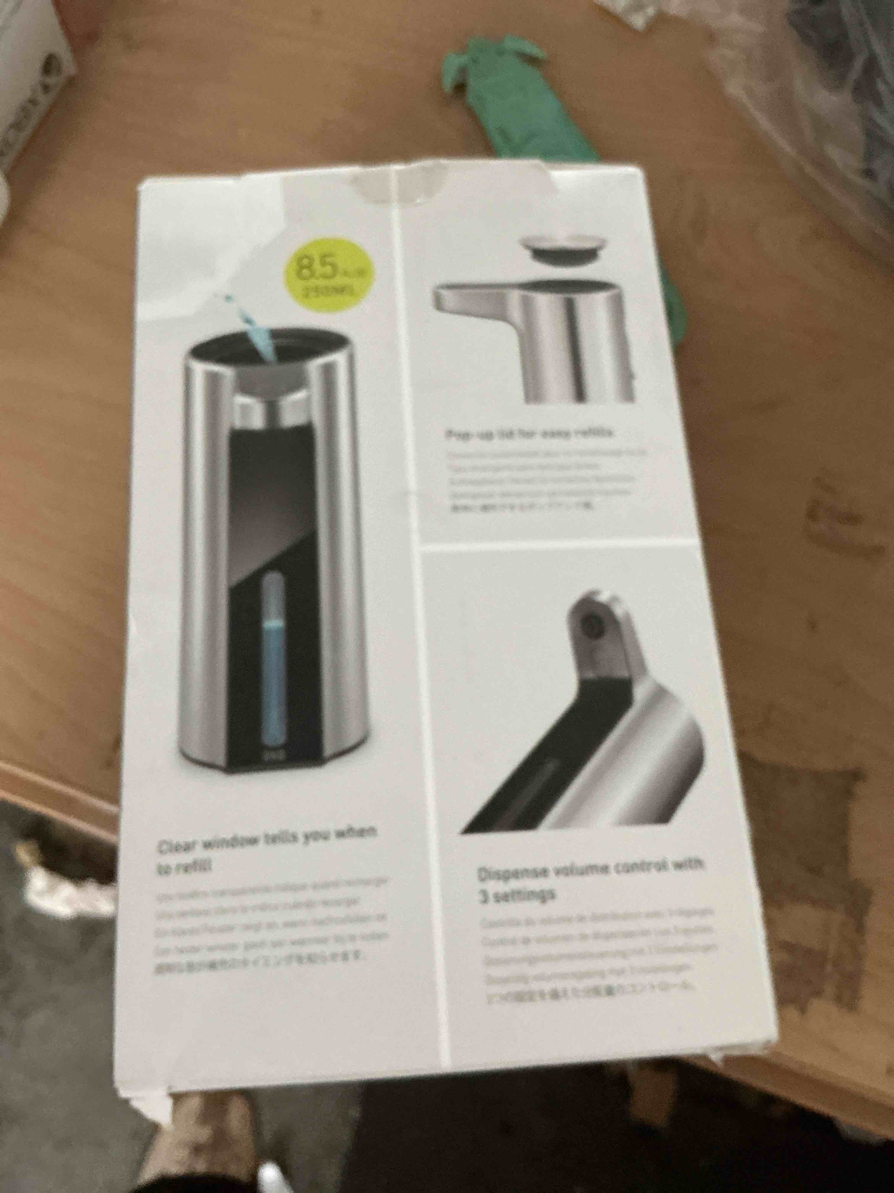 Condition photo showing New/Like New for eko aroma touchless automatic soap dispenser for kitchen and bathroom, liquid hand soap dispenser, water-resistant and rechargeable, 9 fl oz (stainless)