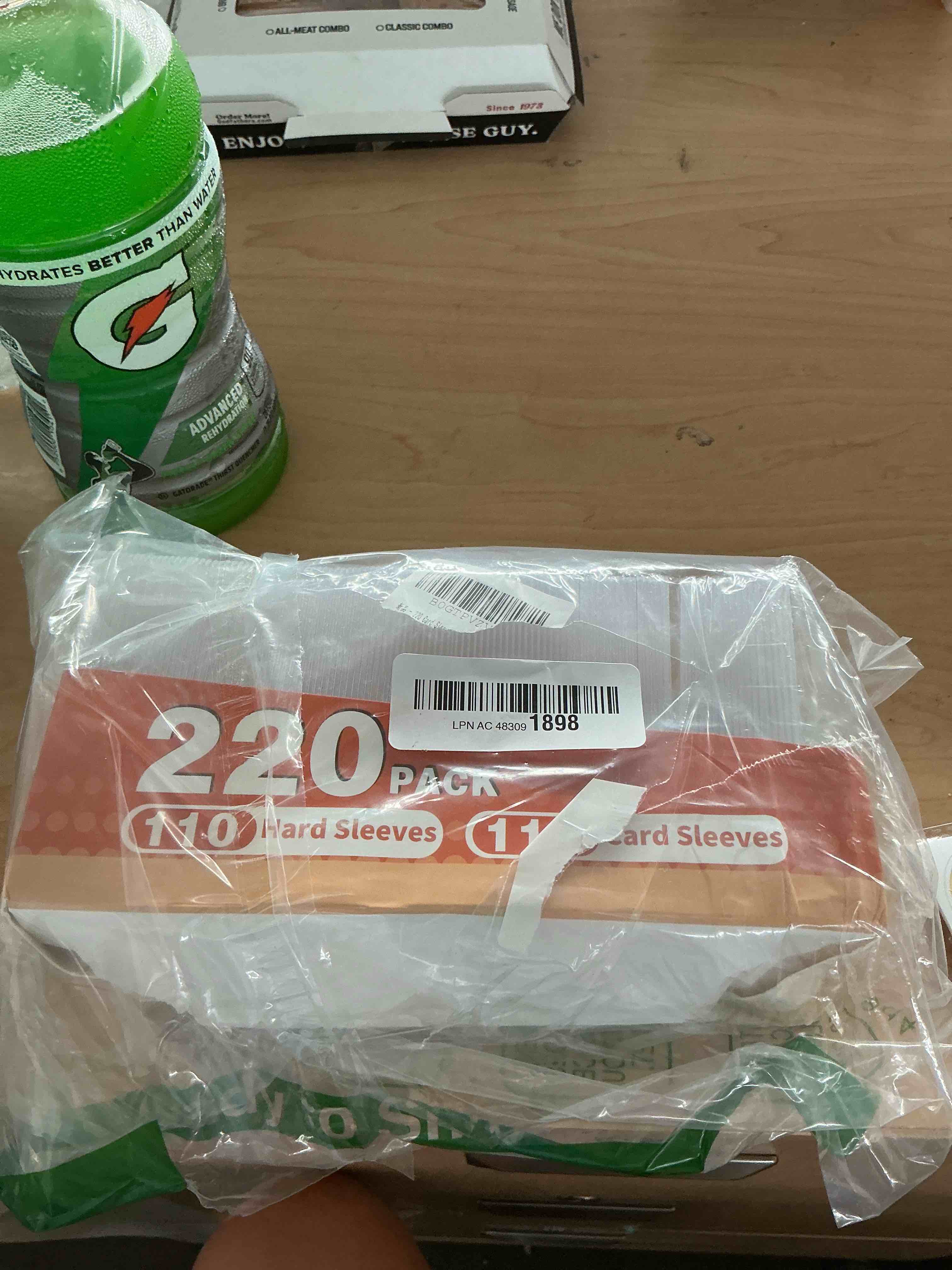 Condition photo showing Good Condition for 220 pack card sleeves hard plastic, arjiekwei 3"x 4" baseball cards protectors plastic, premium card holder for trading sports baseball football game cards
